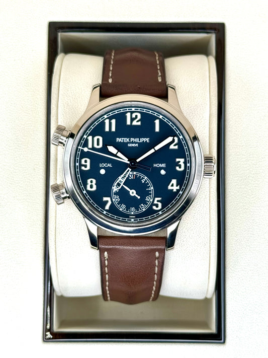 2021 Patek Philippe 37.5mm 7234G Calatrava Pilot Travel Time White Gold