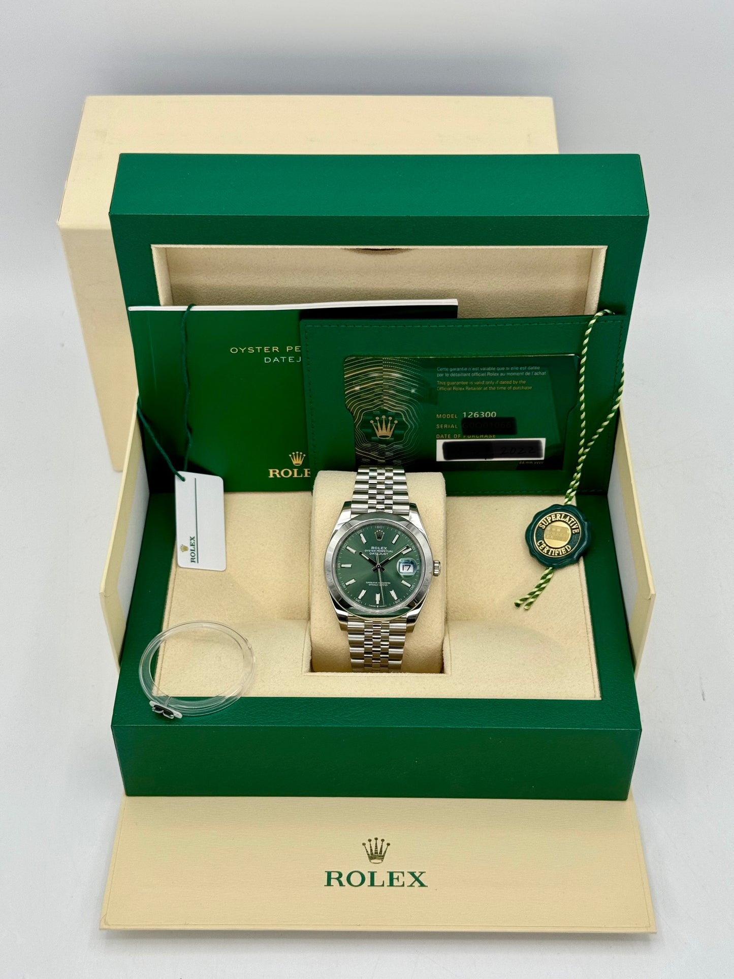 2022 Rolex Datejust 41mm 126300 Jubilee Green Dial