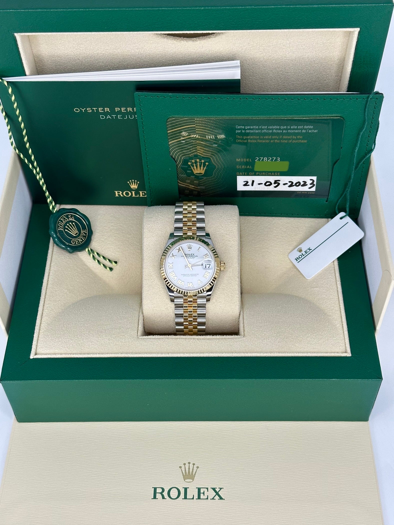 2023 Rolex Datejust 31mm 278273 Two-Tone Jubilee White Roman Numeral Dial - MyWatchLLC