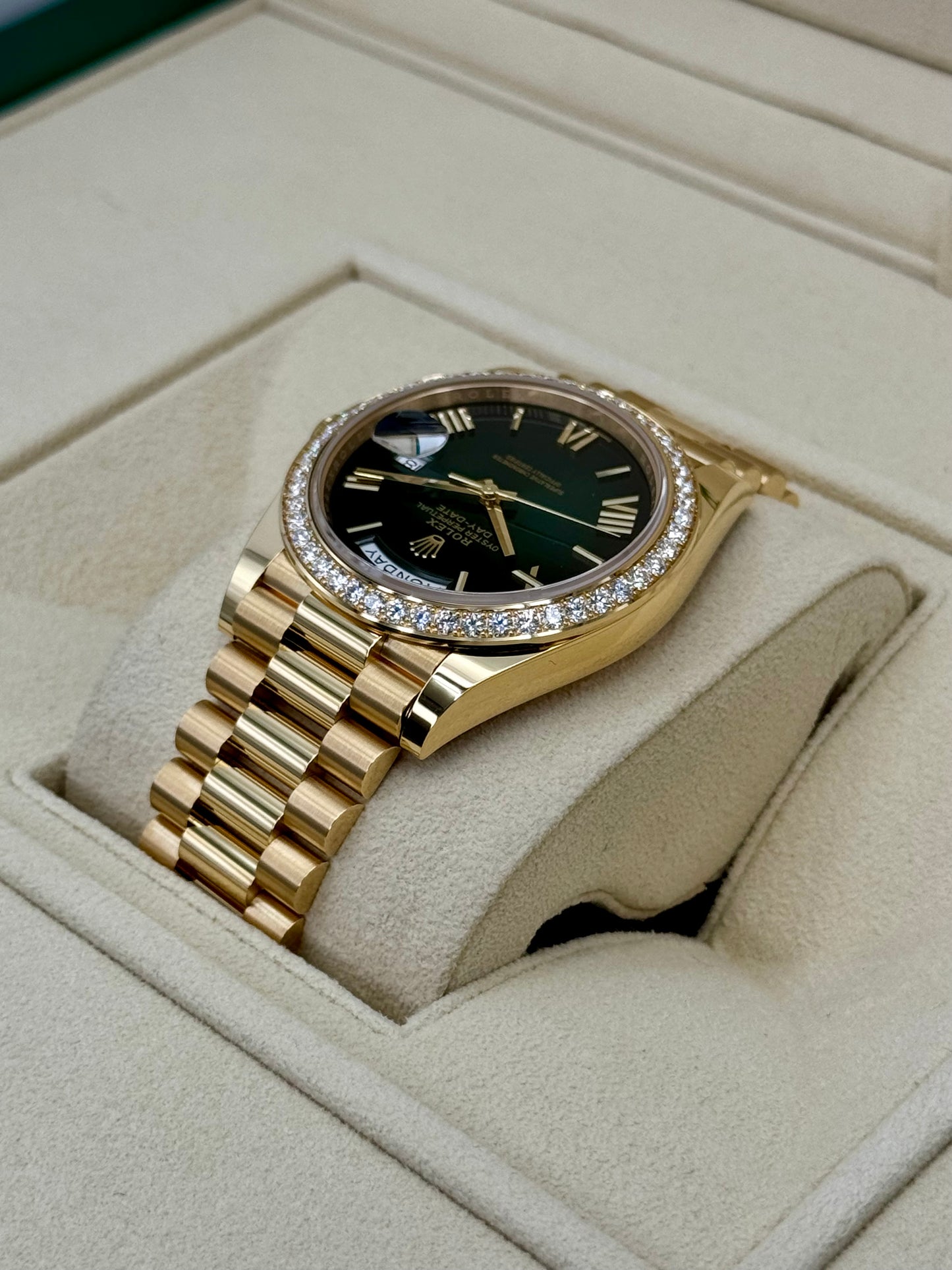 New 2024 Rolex Day-Date 40mm 228348RBR Presidential Green Dial