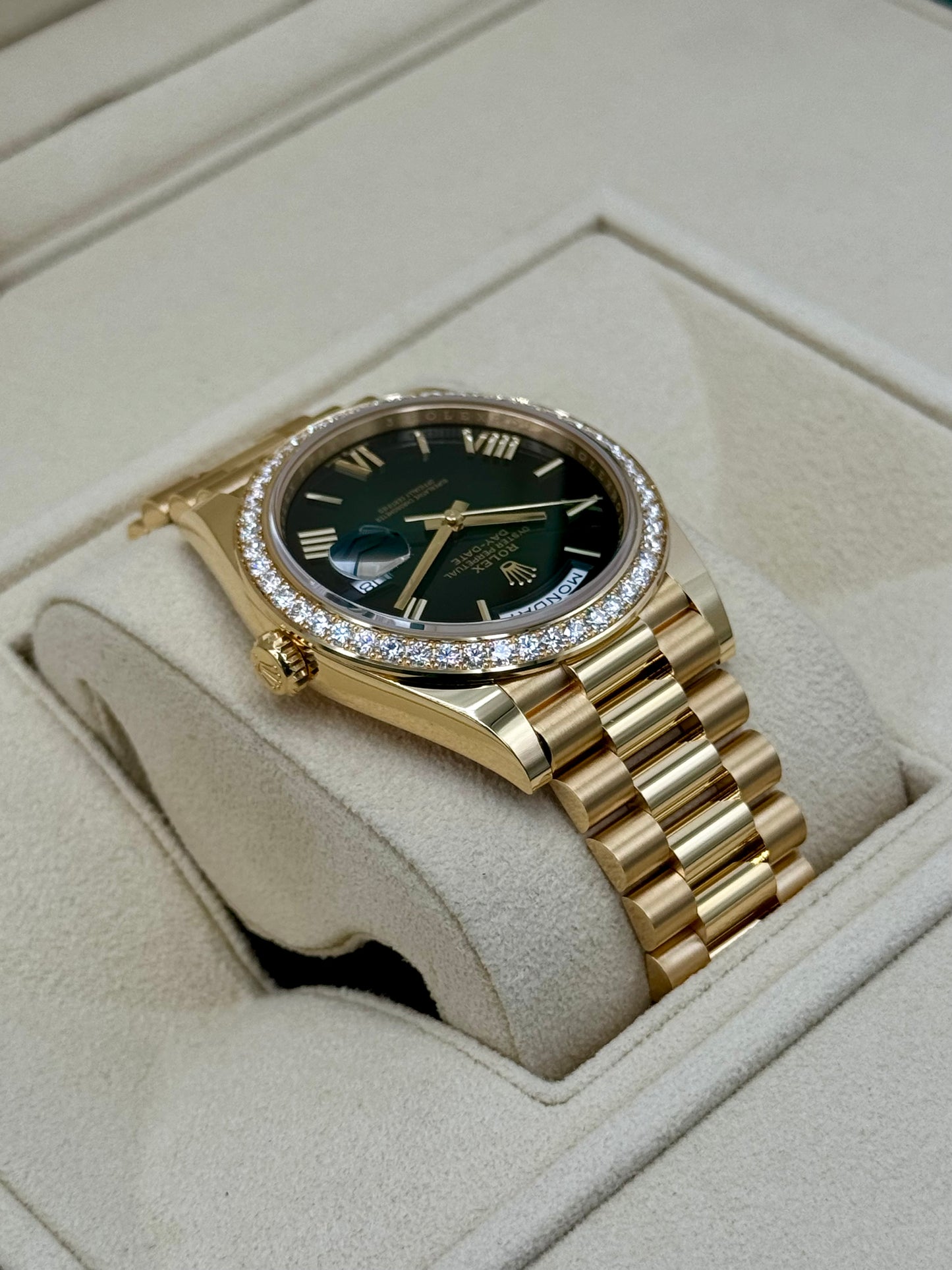 New 2024 Rolex Day-Date 40mm 228348RBR Presidential Green Dial