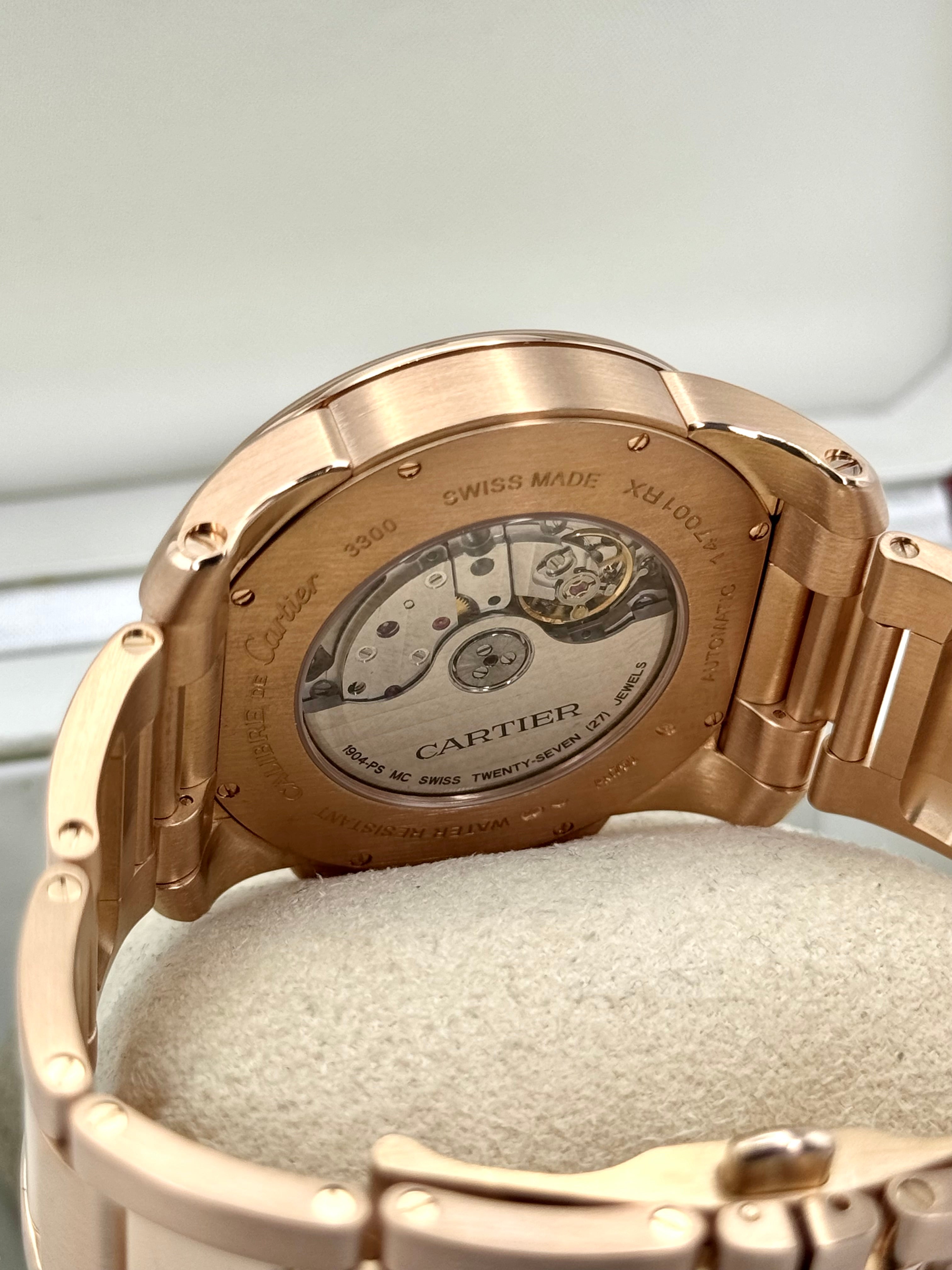 2016 Cartier Calibre de Cartier 42mm W7100018 Rose Gold White Dial MyWatchLLC