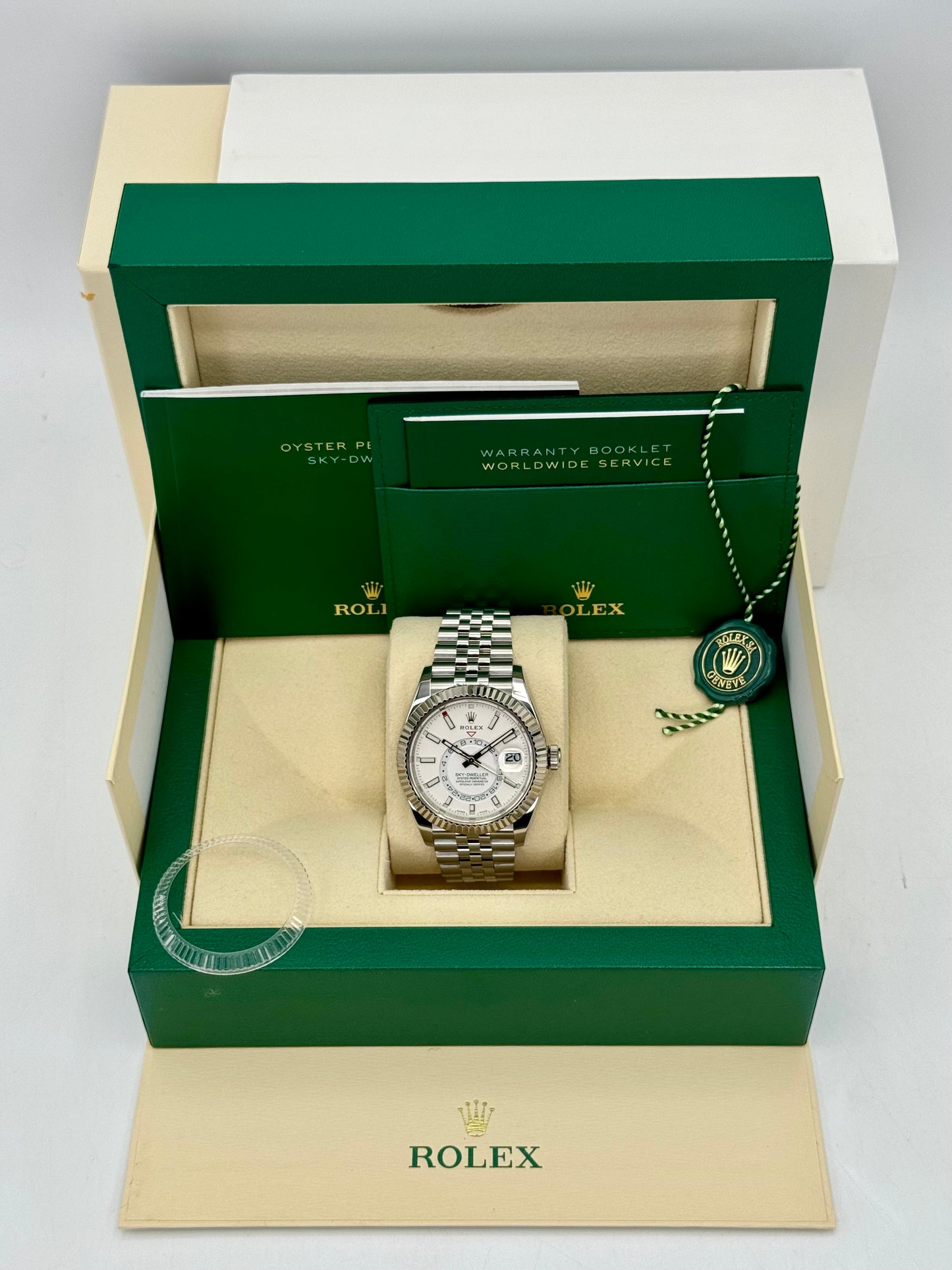 2022 Rolex Sky-Dweller 42mm 326934 Stainless Steel Jubilee White Dial