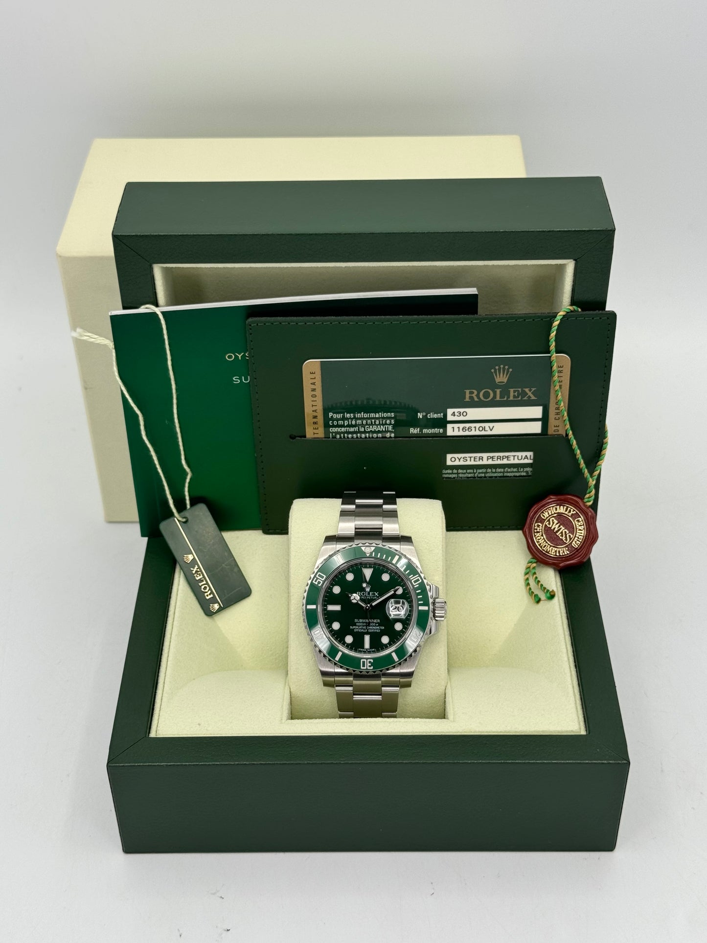 2013 Rolex Submariner "Hulk" 40mm 116610LV Green Dial