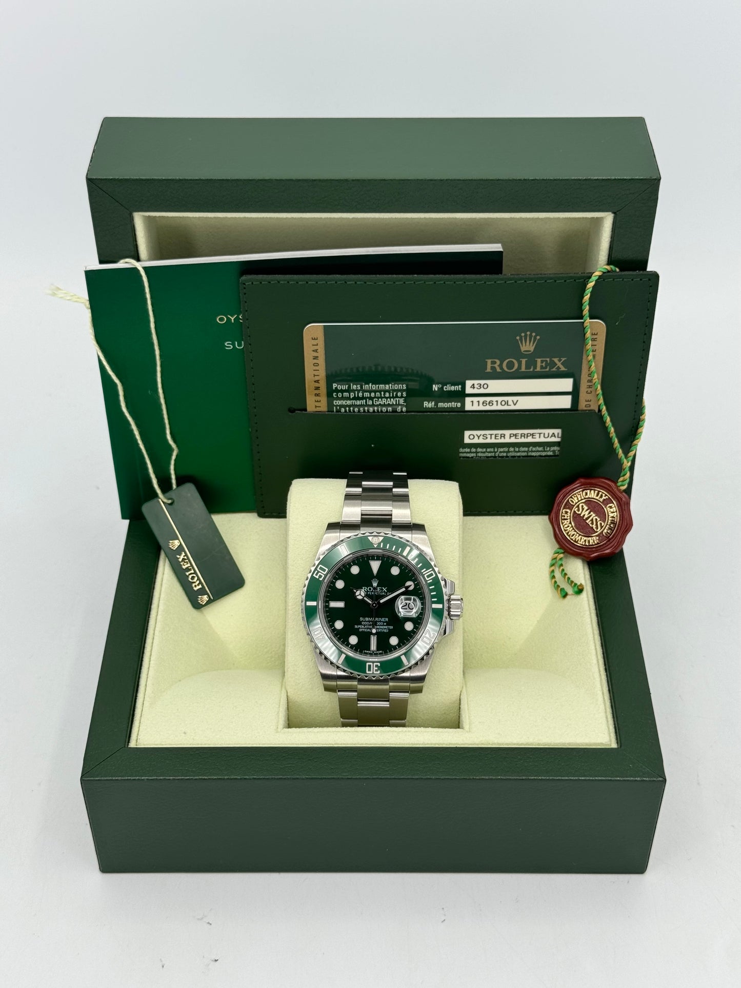 2013 Rolex Submariner "Hulk" 40mm 116610LV Green Dial