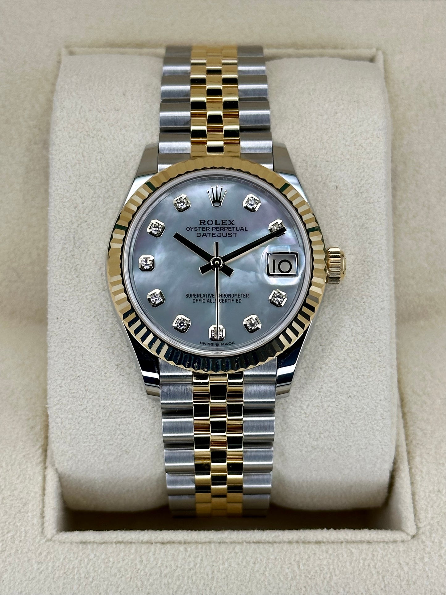 NEW 2023 Rolex Datejust 31mm 278273 Two-Tone Jubilee MOP Diamond Dial - MyWatchLLC