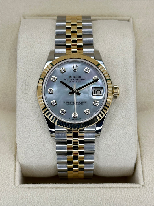 NEW 2023 Rolex Datejust 31mm 278273 Two-Tone Jubilee MOP Diamond Dial - MyWatchLLC