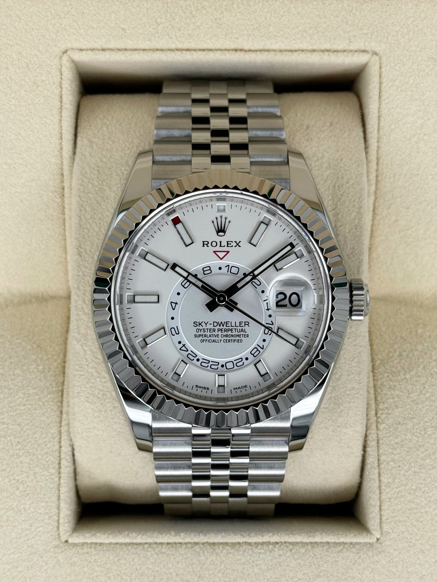 2022 Rolex Sky-Dweller 42mm 326934 Stainless Steel Jubilee White Dial