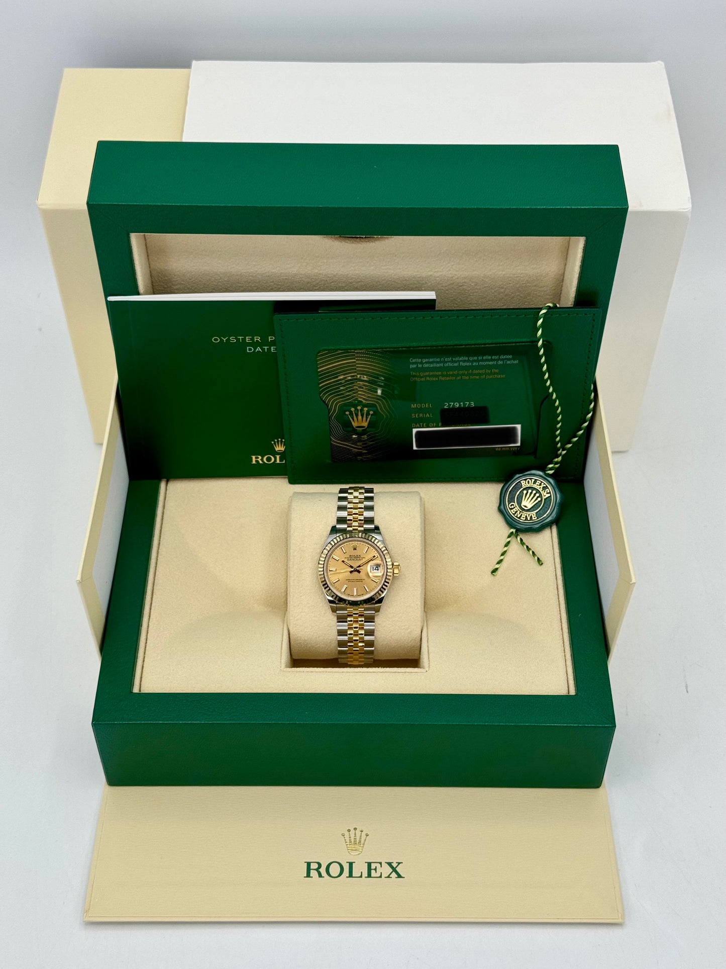 NEW 2024 Rolex Lady Datejust 28mm 279173 Jubilee Champagne Dial