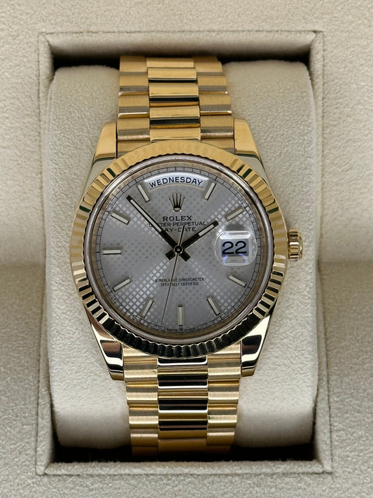 Rolex Day-Date 40mm 228238 Presidential Silver Motif Dial - MyWatchLLC
