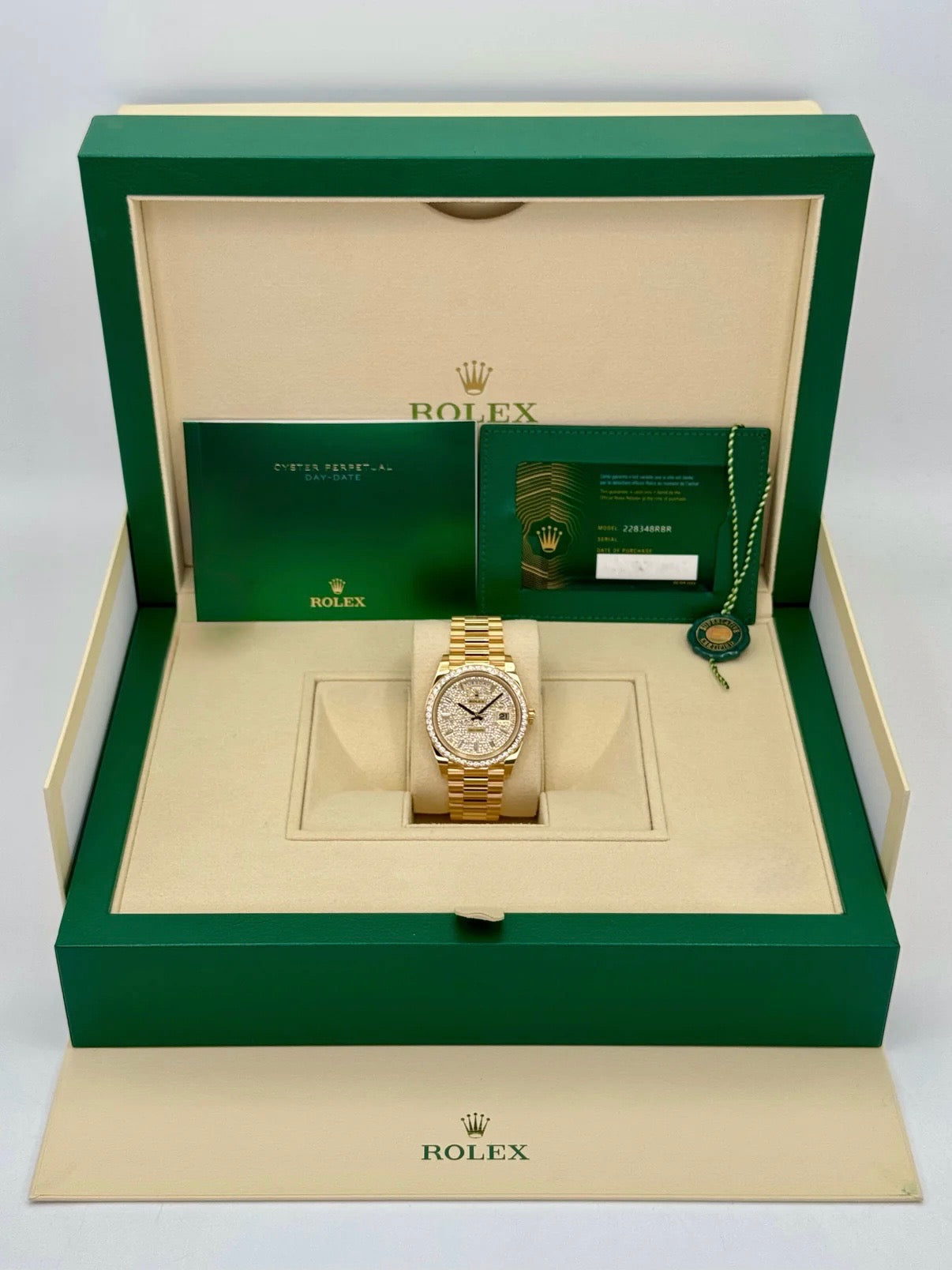 NEW 2025 Rolex Day-Date 40mm 228348RBR Diamond Paved Dial - MyWatchLLC