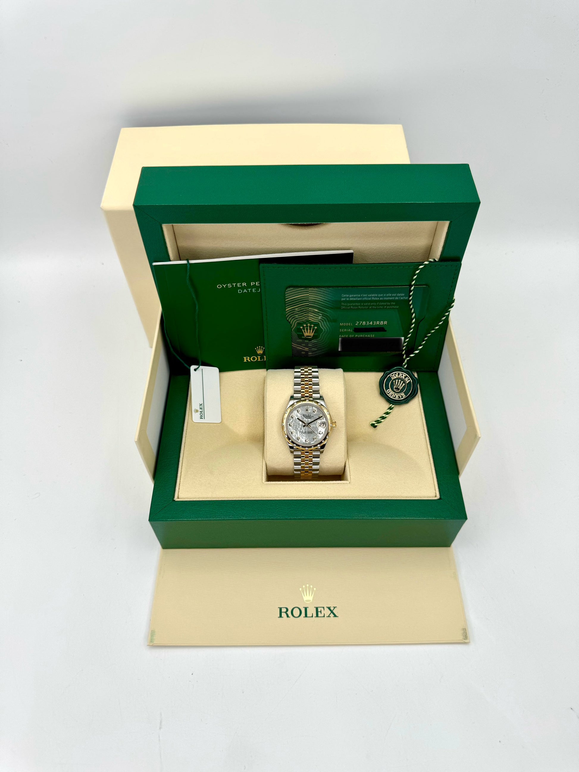 2021 Rolex Datejust 31mm 278343RBR Two-Tone Jubilee MOP Diamond Dial - MyWatchLLC