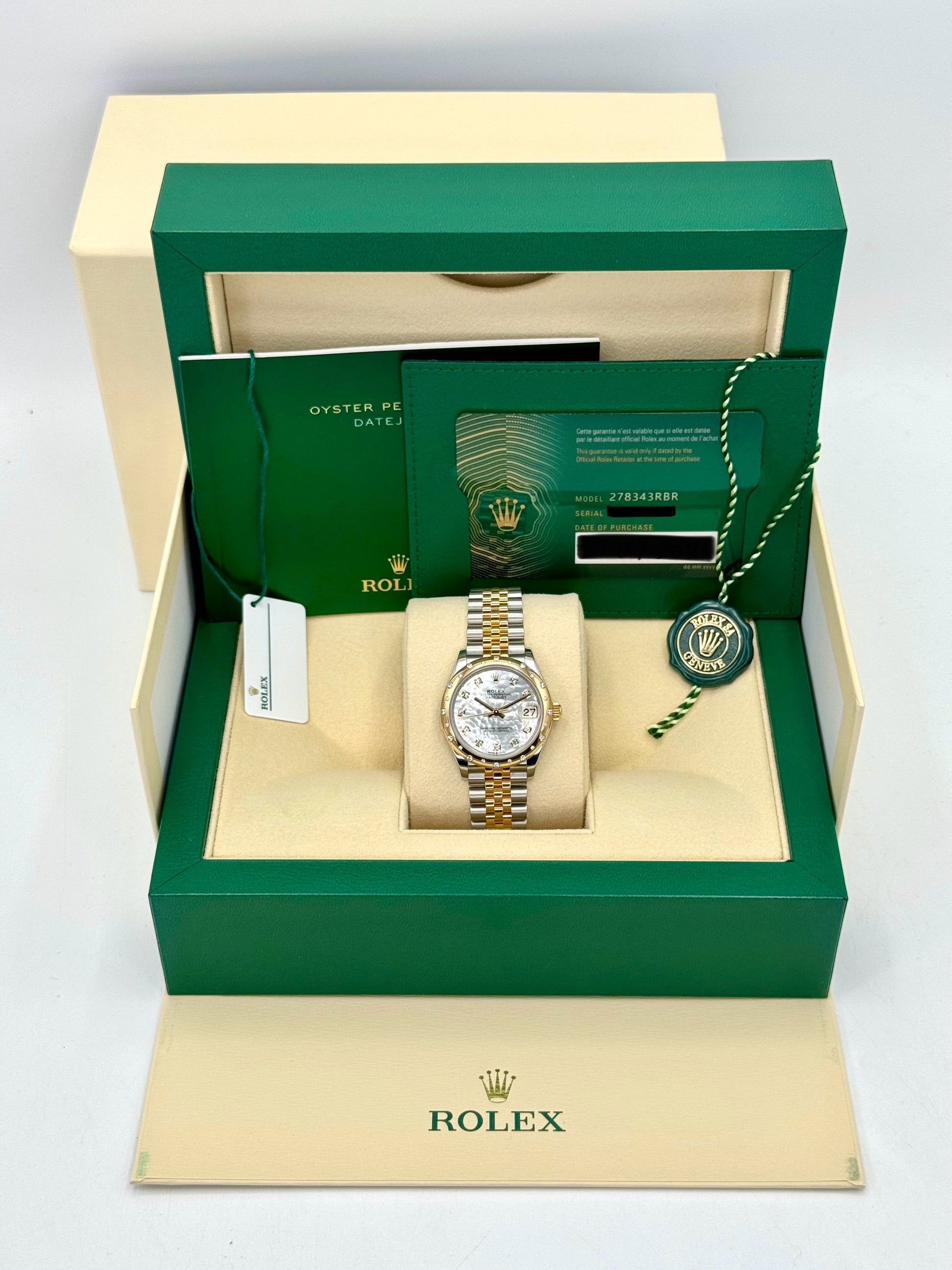 2021 Rolex Datejust 31mm 278343RBR Two-Tone Jubilee MOP Diamond Dial - MyWatchLLC