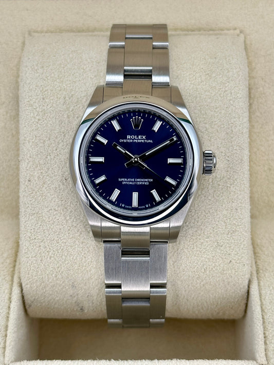 2020 Rolex Ladies Oyster Perpetual 28mm 276200 Oyster Blue Dial - MyWatchLLC