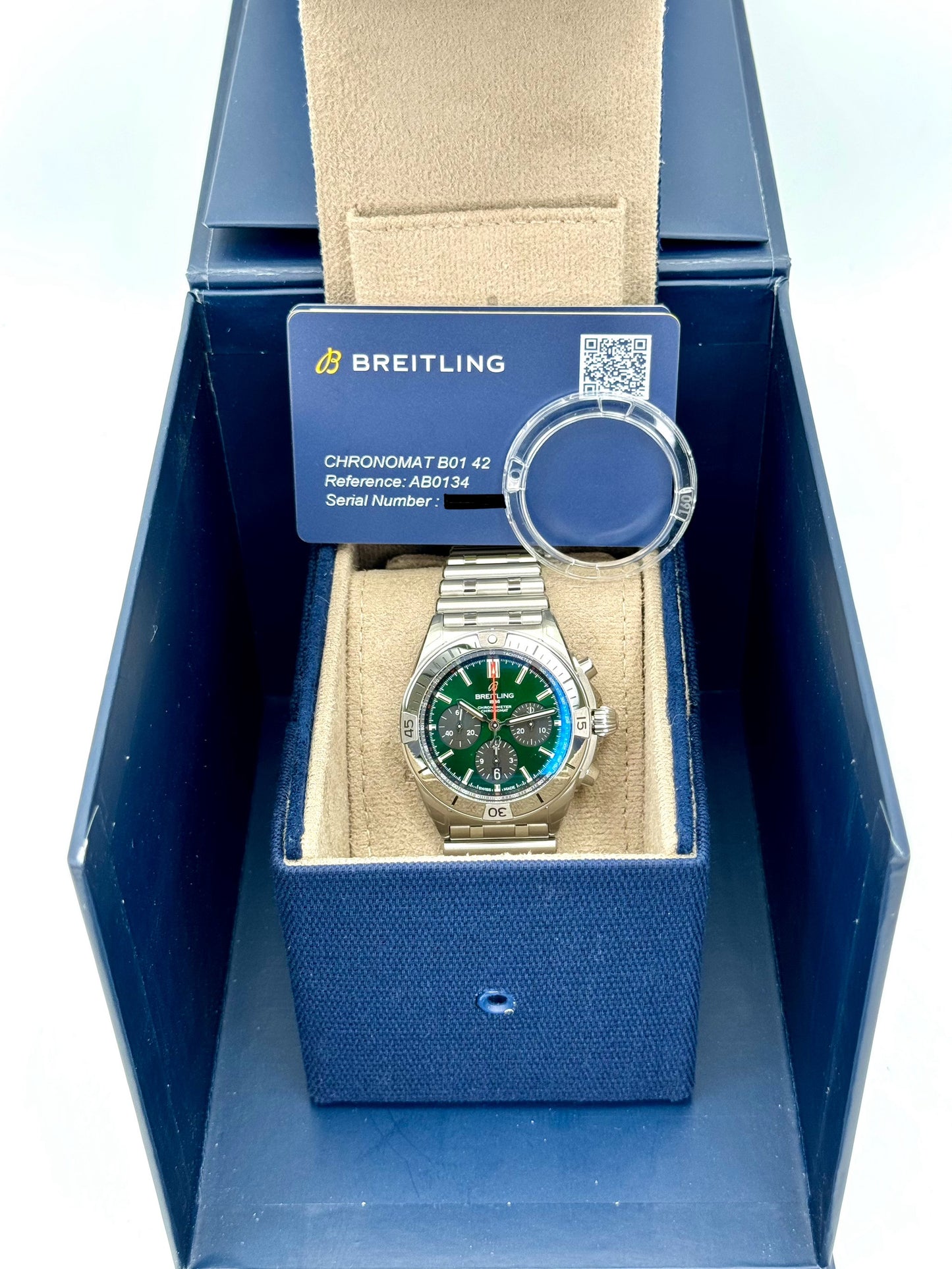 NEW 2023 Breitling Chronomat B01 42 AB0134 Stainless Steel Green Dial - MyWatchLLC
