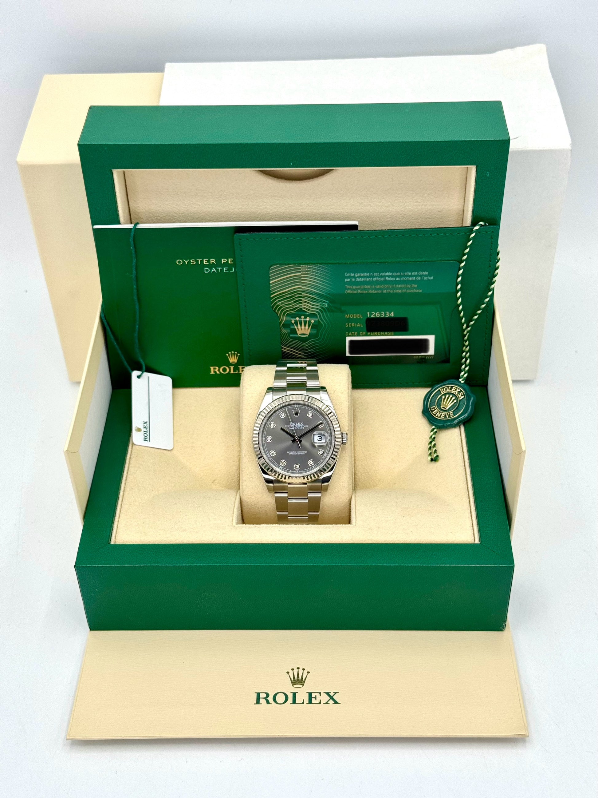 2021 Rolex Datejust 41mm Rhodium Diamond Dial 126334 - MyWatchLLC