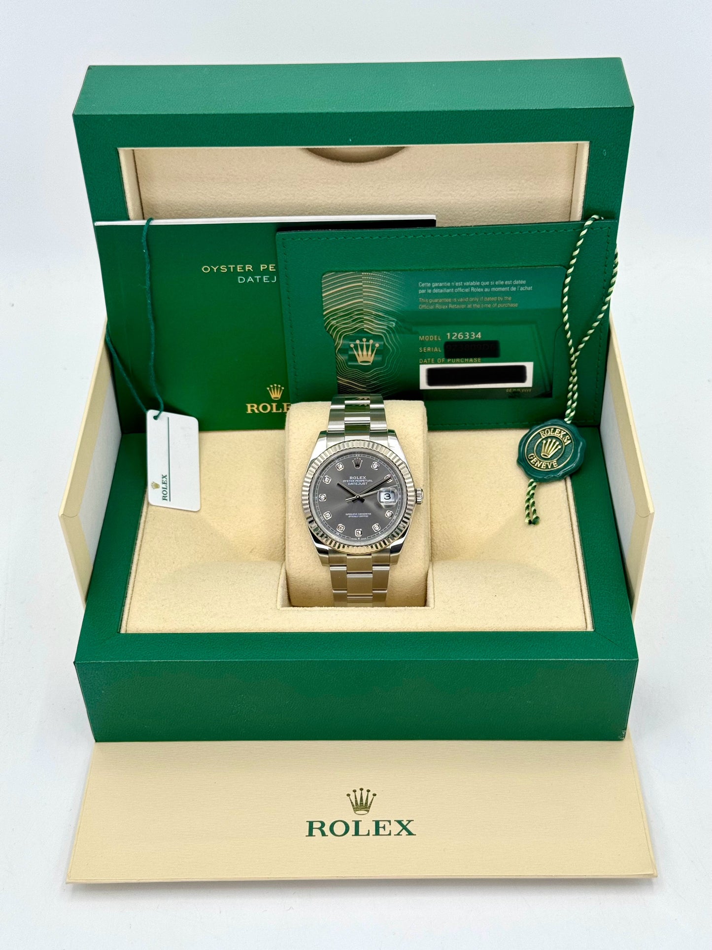 2021 Rolex Datejust 41mm Rhodium Diamond Dial 126334 - MyWatchLLC