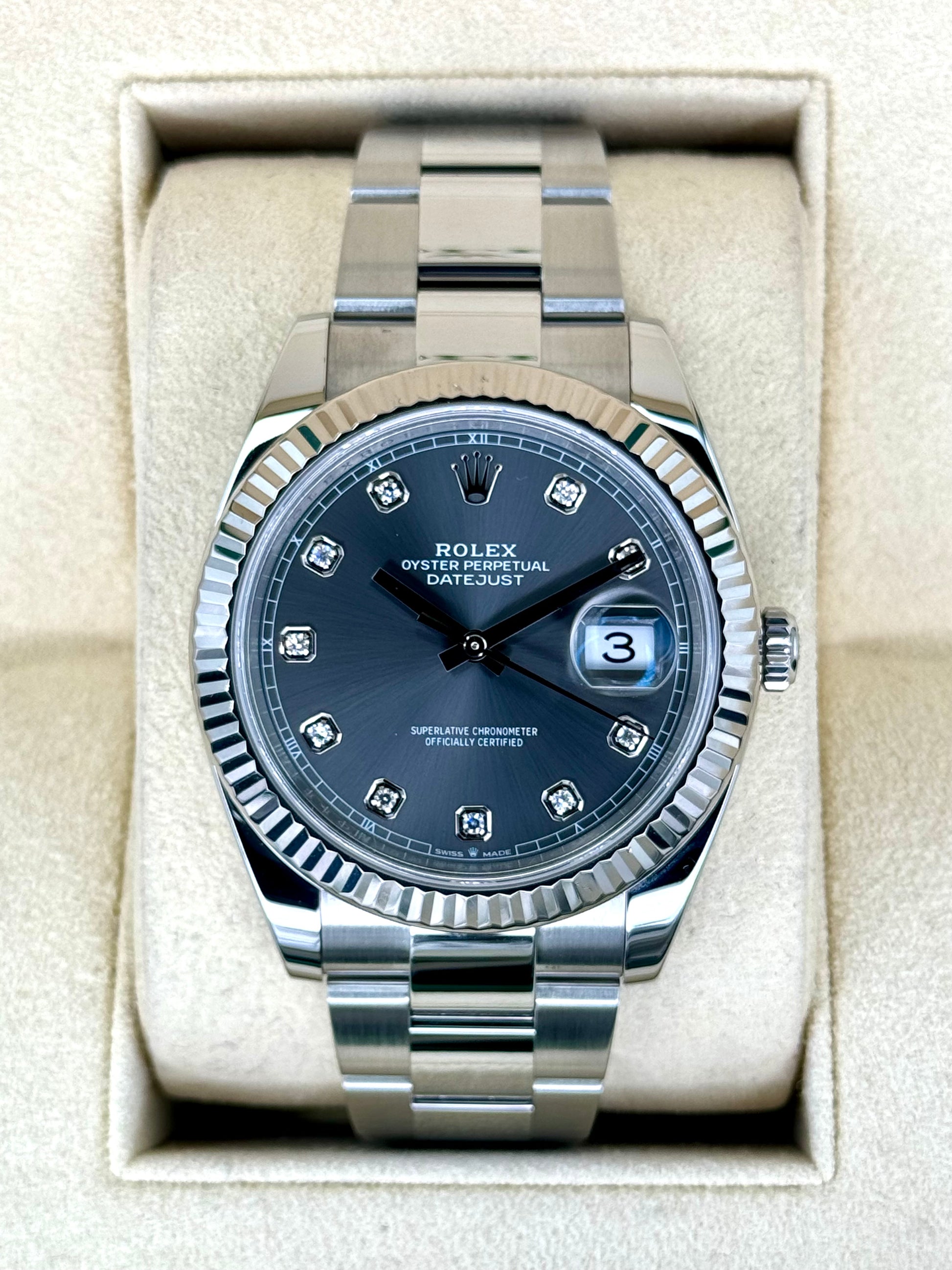 2021 Rolex Datejust 41mm Rhodium Diamond Dial 126334 - MyWatchLLC