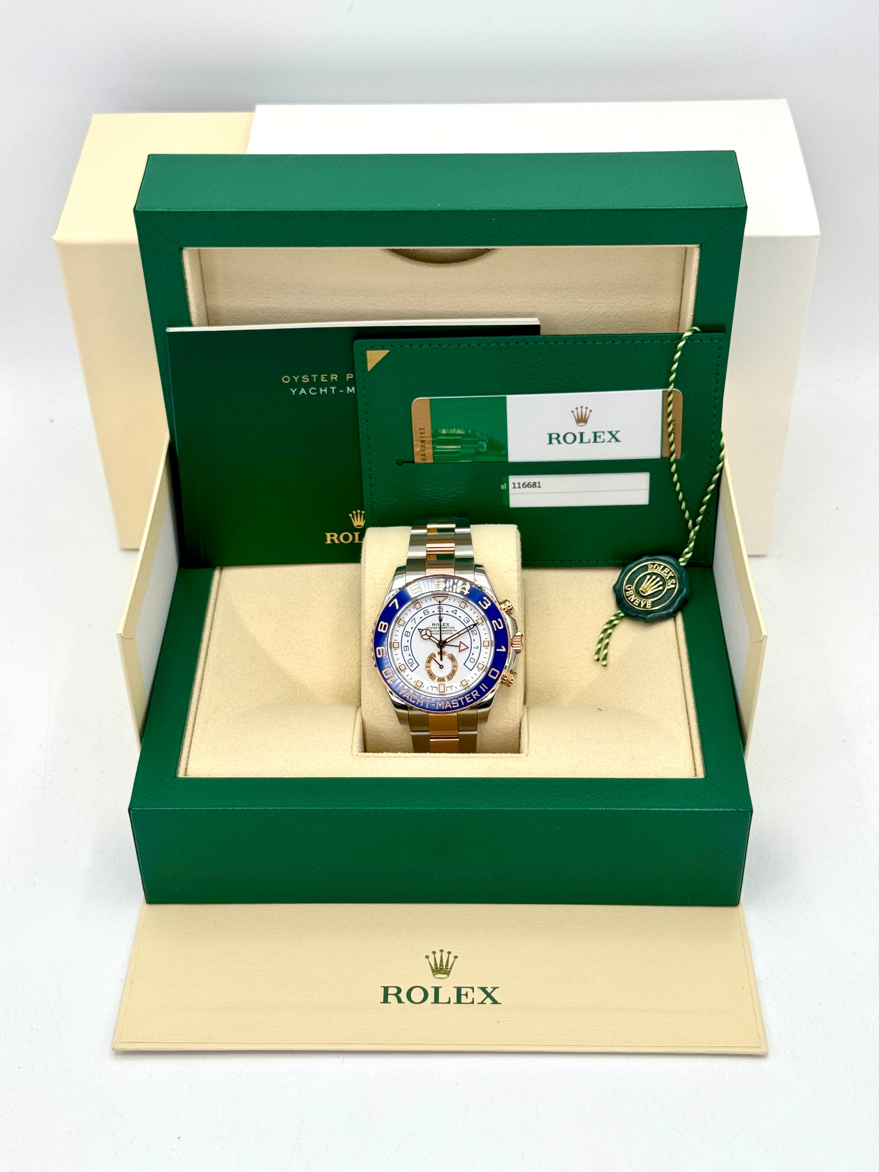 2018 Rolex Yacht Master II 44mm 116681 Two Tone White Dial MyWatchLLC