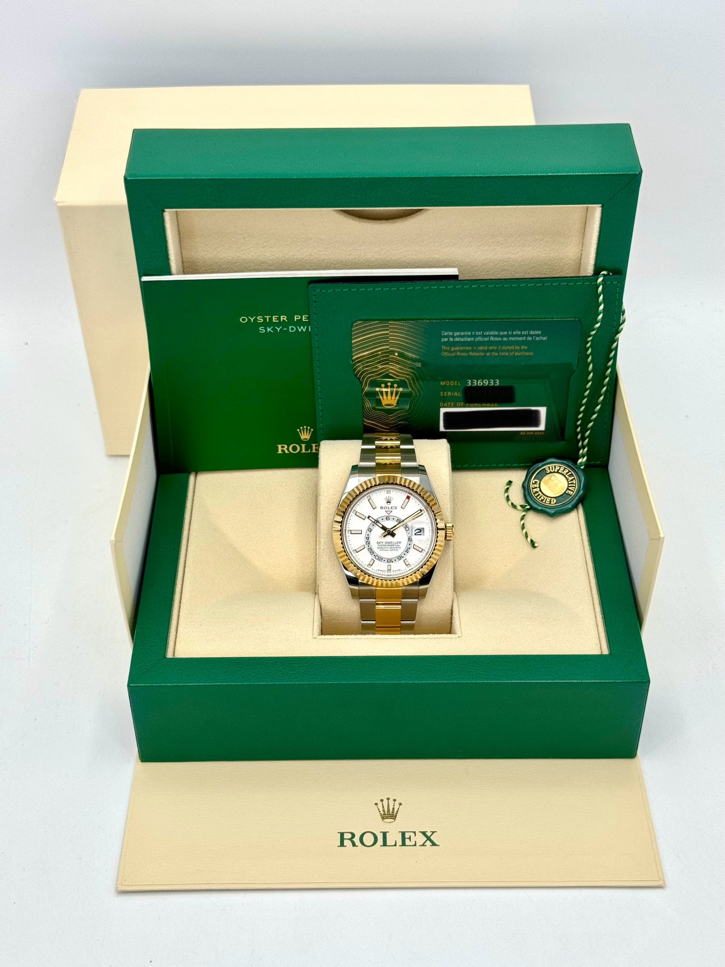 NEW 2023 Rolex Sky-Dweller 42mm 336933 Two-Tone Oyster White Dial - MyWatchLLC