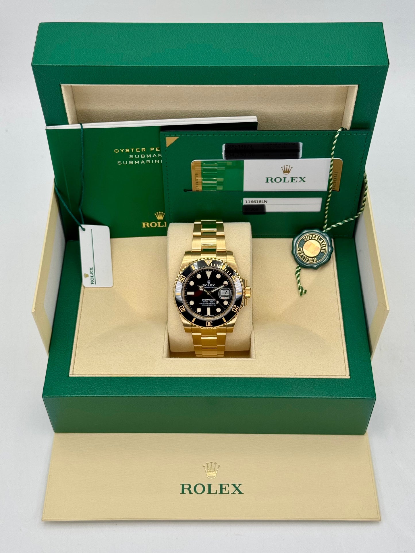 2020 Rolex Submariner 40mm 116618LN 18K Yellow Gold Black Dial