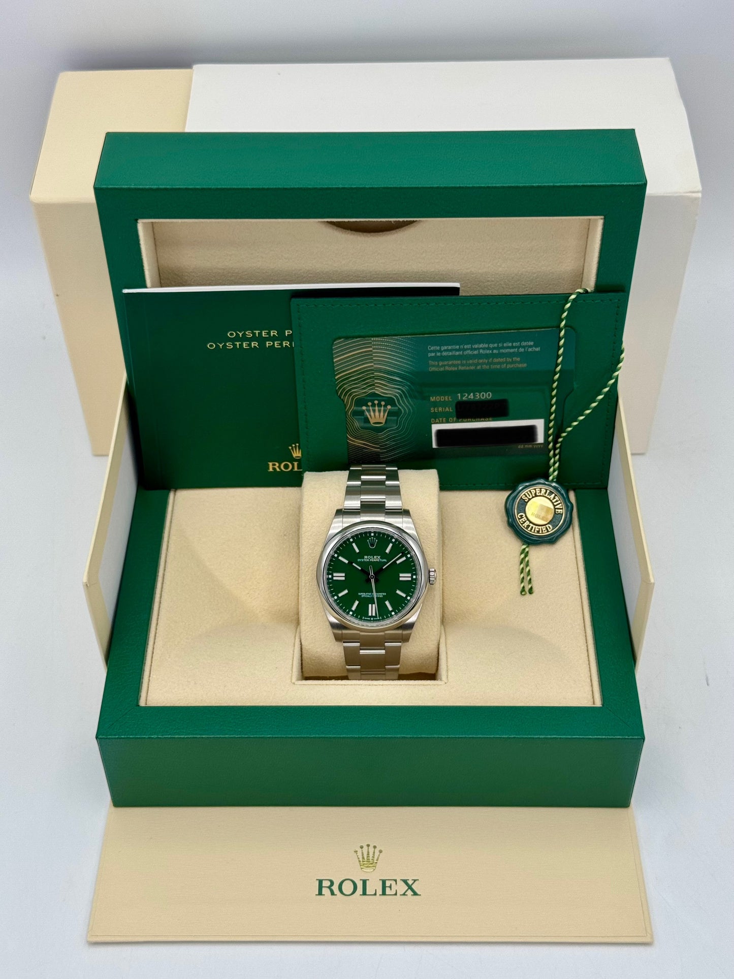 2023 Rolex Oyster Perpetual 41mm 124300 Green Dial