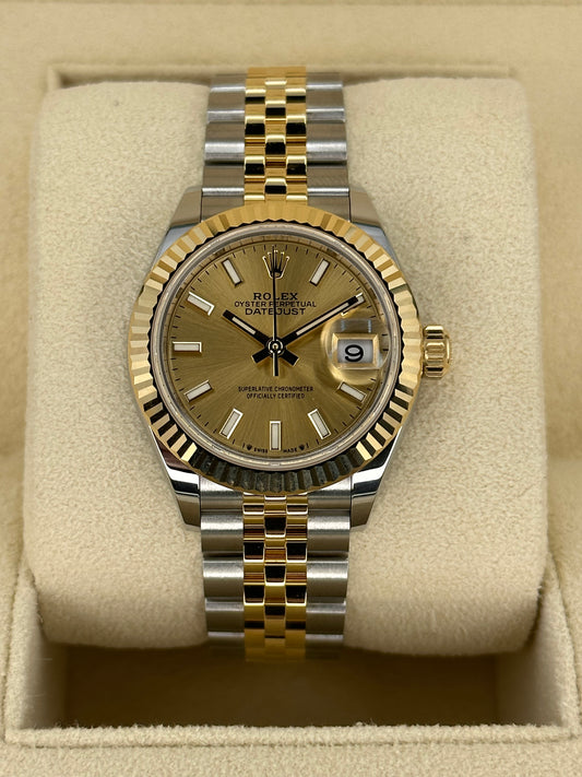 NEW 2023 Lady-Datejust 28mm 279173 Two-Tone Gold Stick Dial - MyWatchLLC
