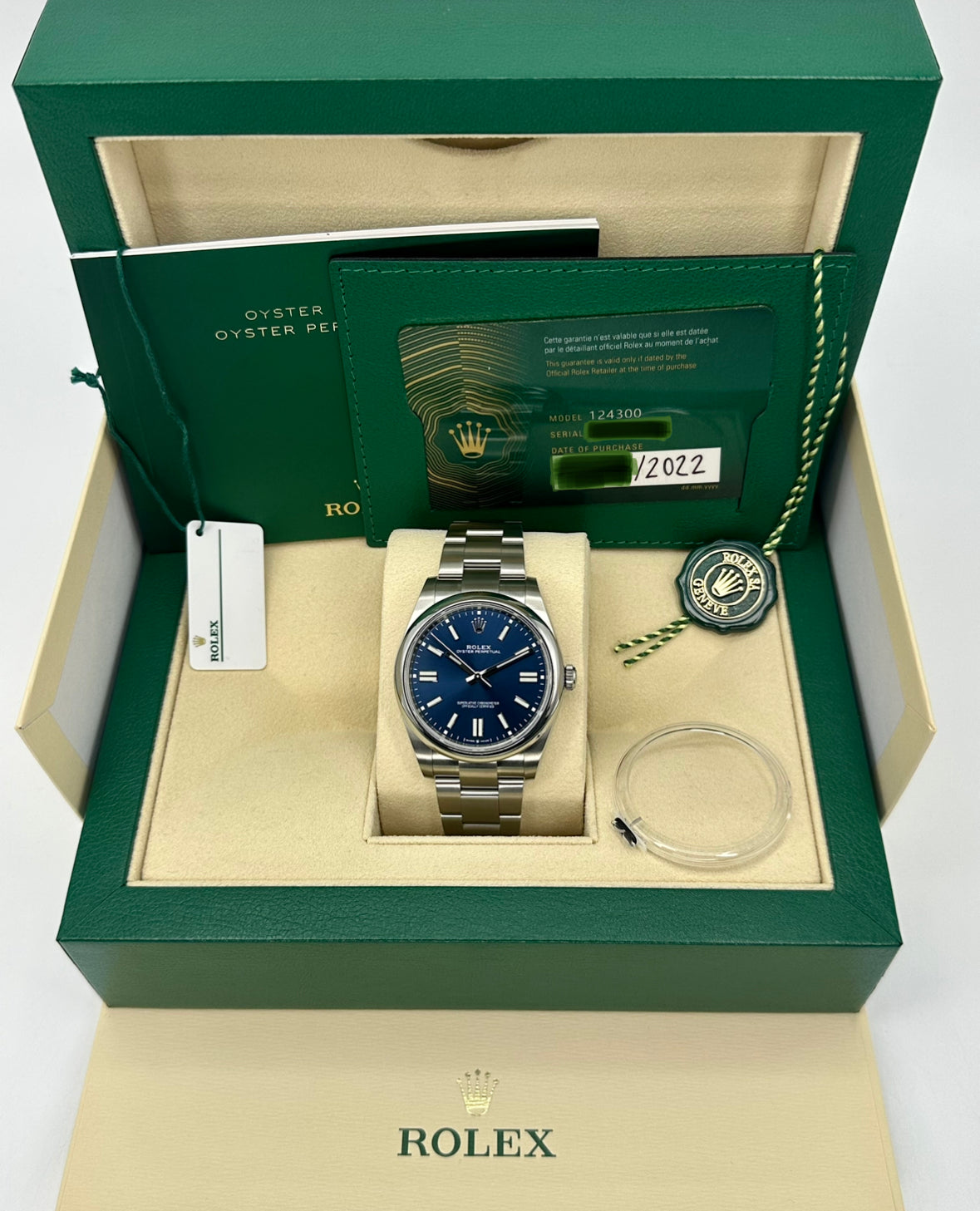 NEW 2022 Rolex Oyster Perpetual 41mm 124300 Blue Stick Dial - MyWatchLLC