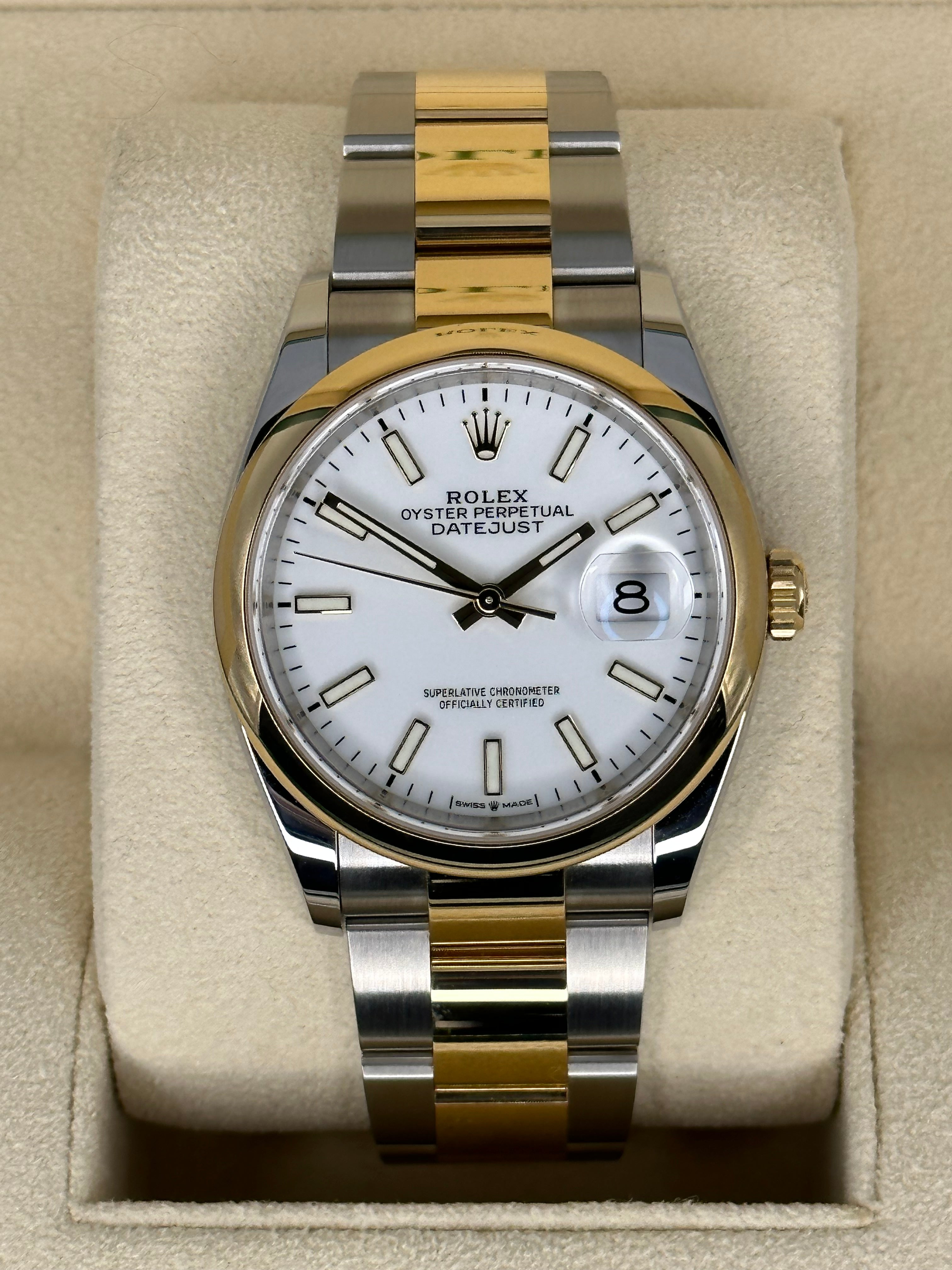 NEW 2023 Rolex Datejust 36mm 126203 Two Tone Oyster White Stick