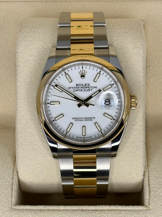 NEW 2023 Rolex Datejust 36mm 126203 Two-Tone Oyster White Stick Dial - MyWatchLLC