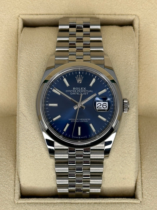 NEW 2023 Rolex Datejust 36mm 126200 Jubilee Blue Stick Dial - MyWatchLLC