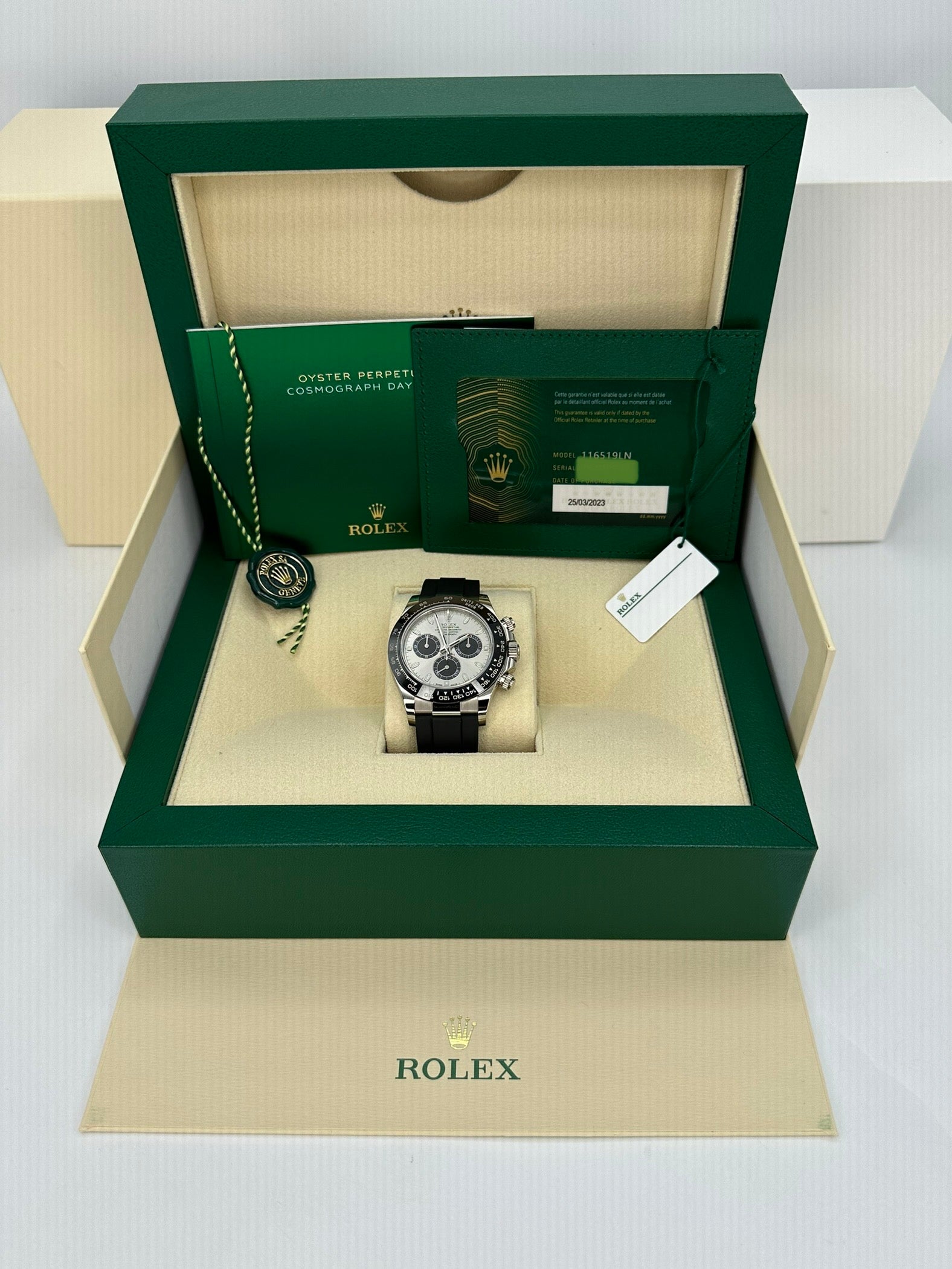 2023 Rolex Daytona 40mm 116519LN White Gold Silver Ghost Dial - MyWatchLLC