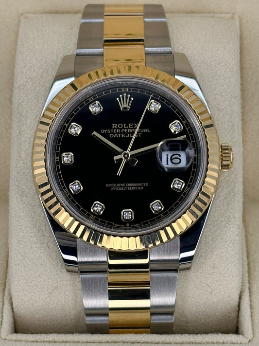 2023 Rolex Datejust 41mm 126333 Two-Tone Oyster Black Diamond Dial - MyWatchLLC