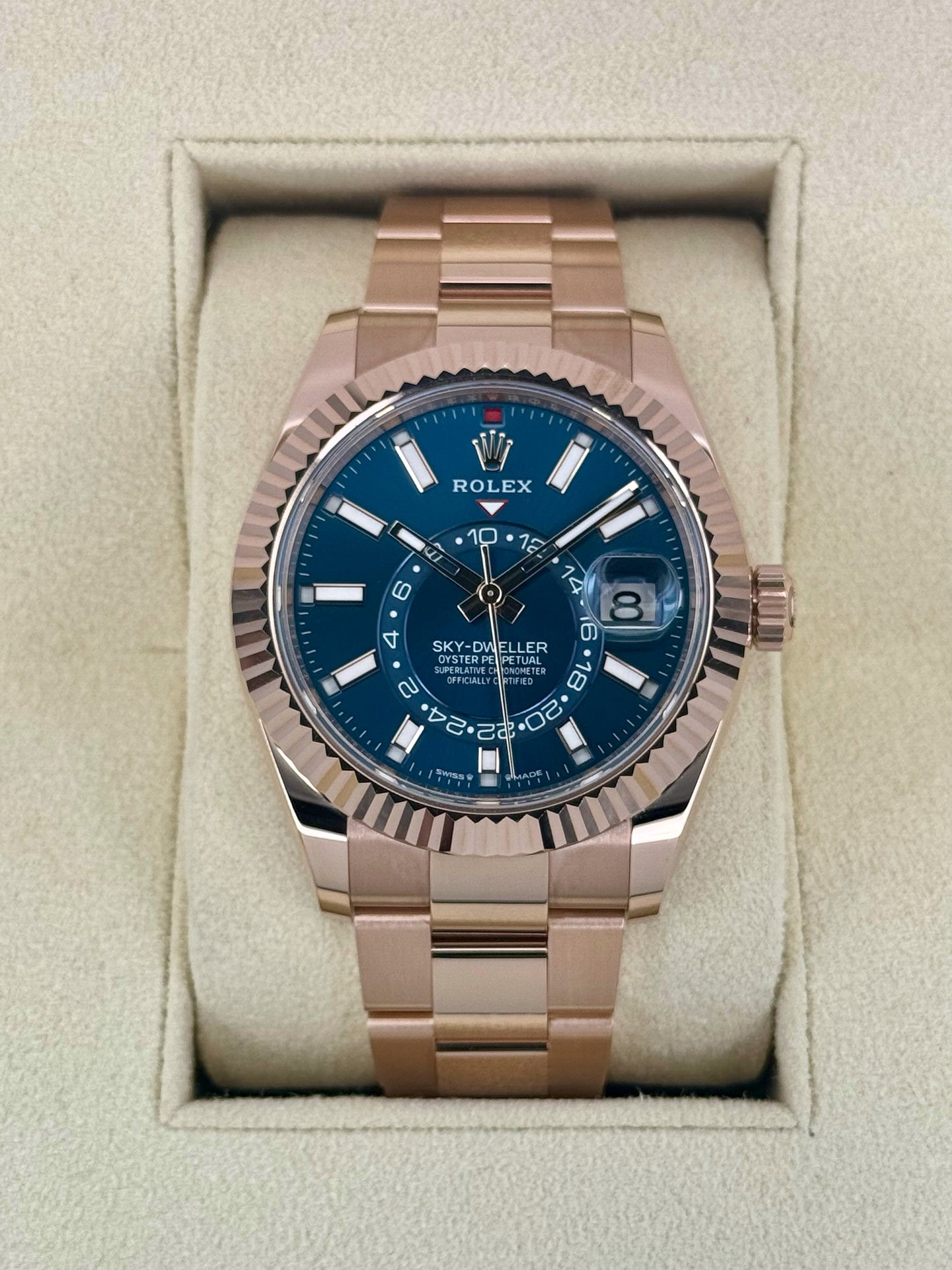 NEW 2024 Rolex Sky-Dweller 42mm 336935 Rose Gold Blue Dial