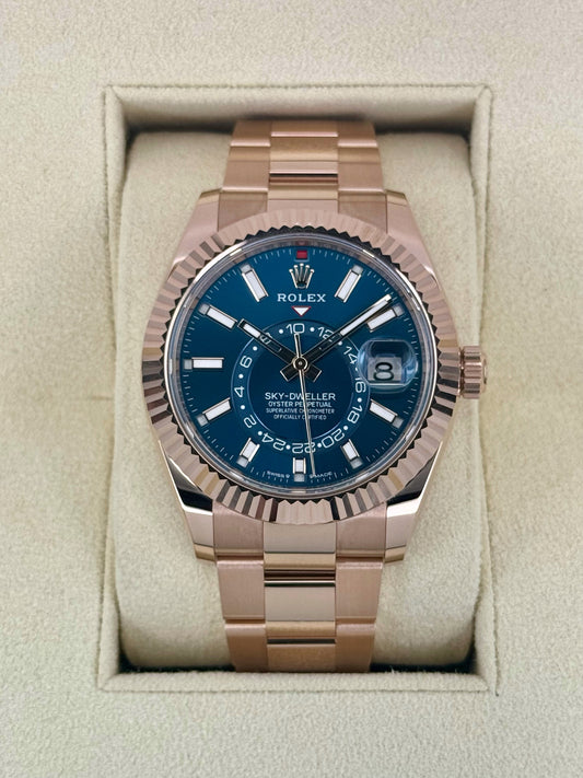 NEW 2024 Rolex Sky-Dweller 42mm 336935 Rose Gold Blue Dial - MyWatchLLC