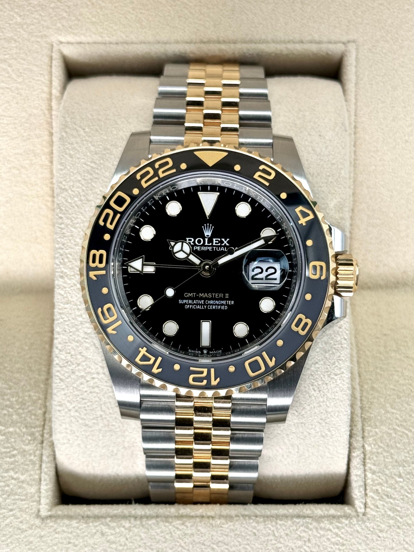 2023 Rolex GMT-Master II 40mm 126713GRNR Two-Tone Jubilee Black Dial - MyWatchLLC