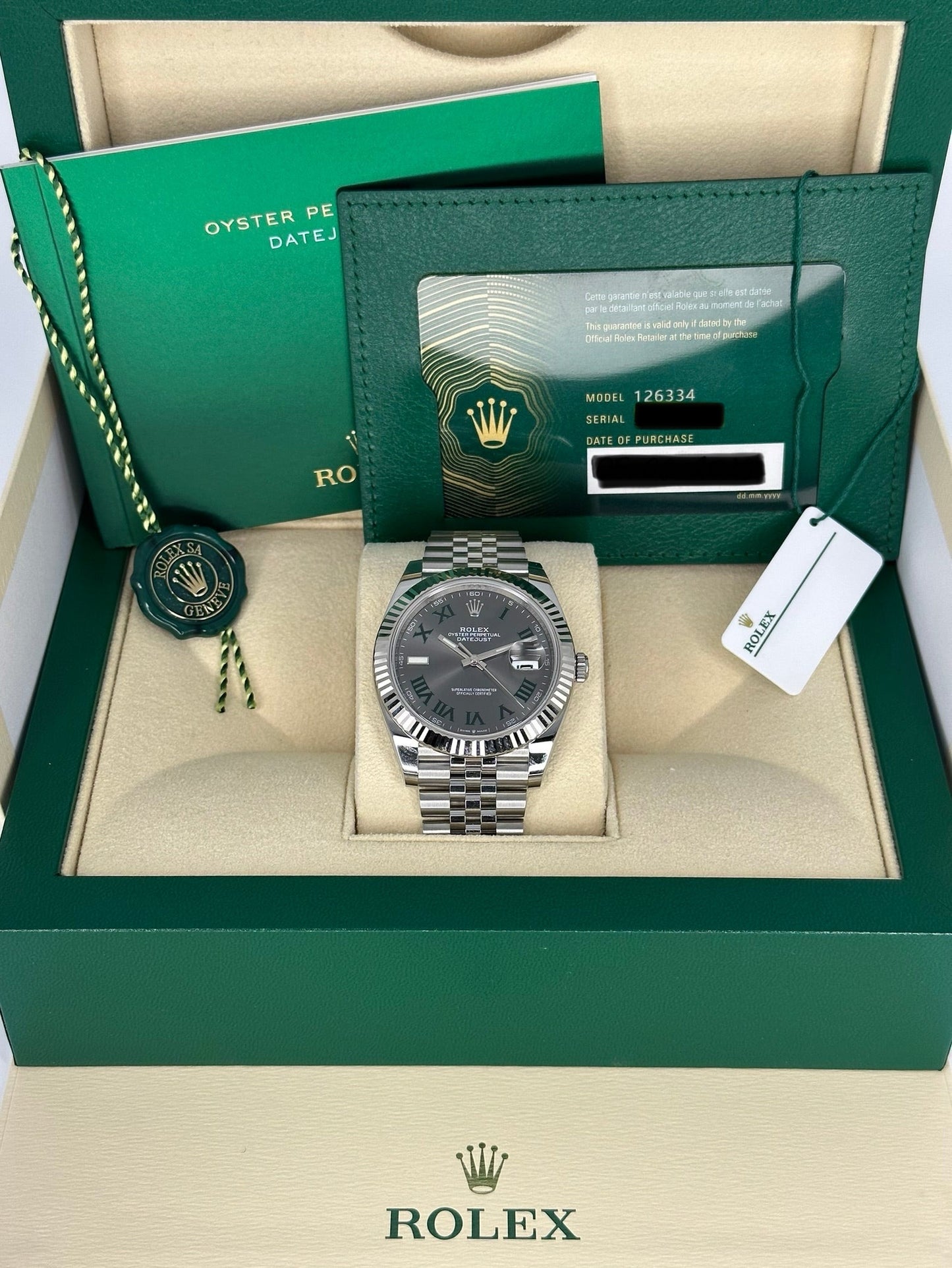 2023 Rolex Datejust 41mm 126334 Stainless Steel Jubilee Wimbledon Dial - MyWatchLLC