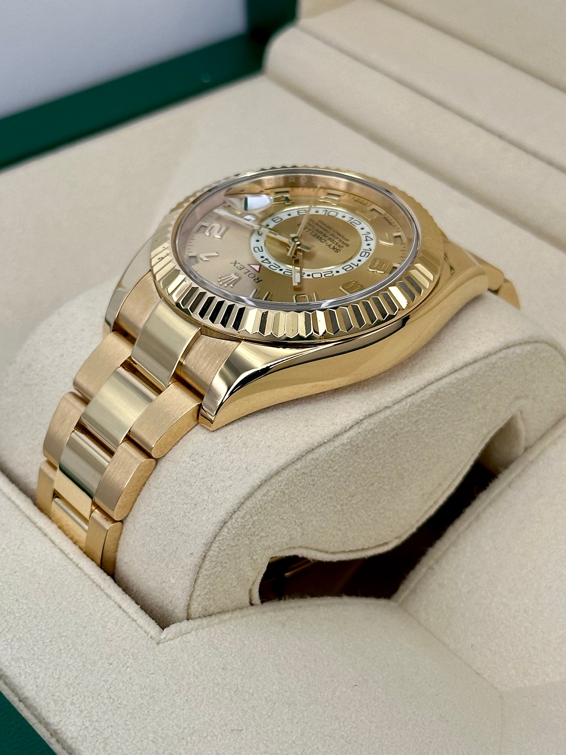 2017 Rolex Sky-Dweller 42mm 326938 Yellow Gold Champagne Dial - MyWatchLLC