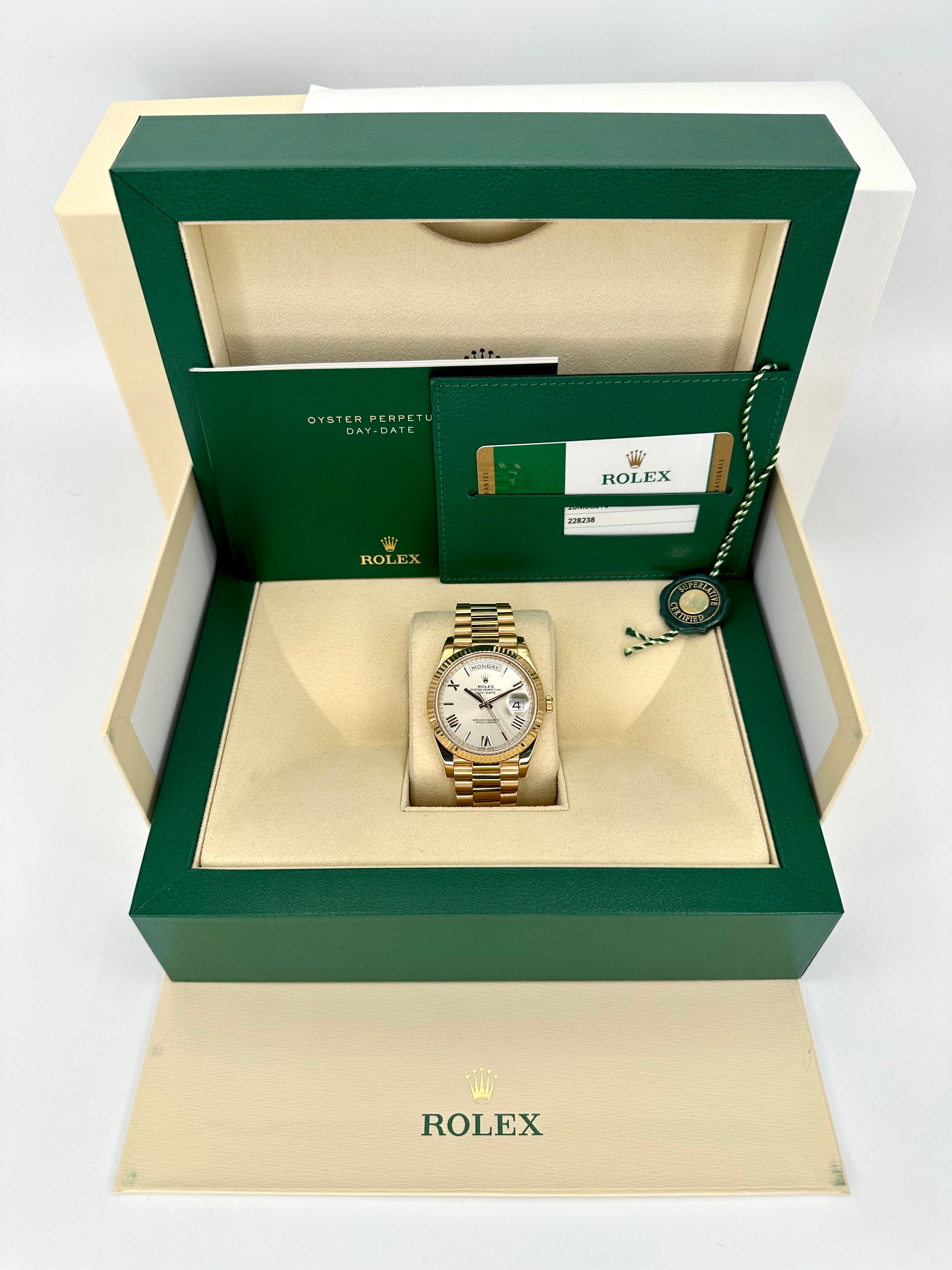 2017 Rolex Day Date 40mm 228238 Gold Presidential Sundust Dial