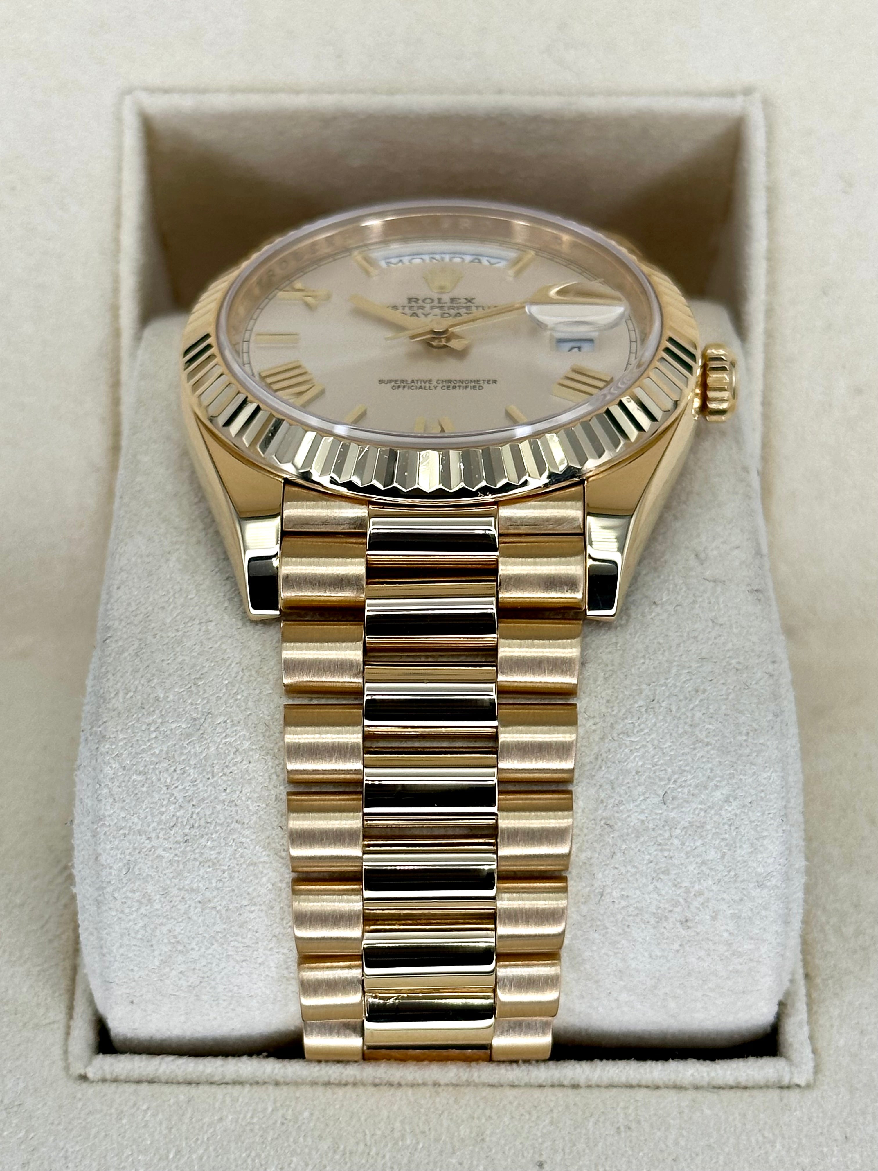 2017 Rolex Day Date 40mm 228238 Gold Presidential Sundust Dial