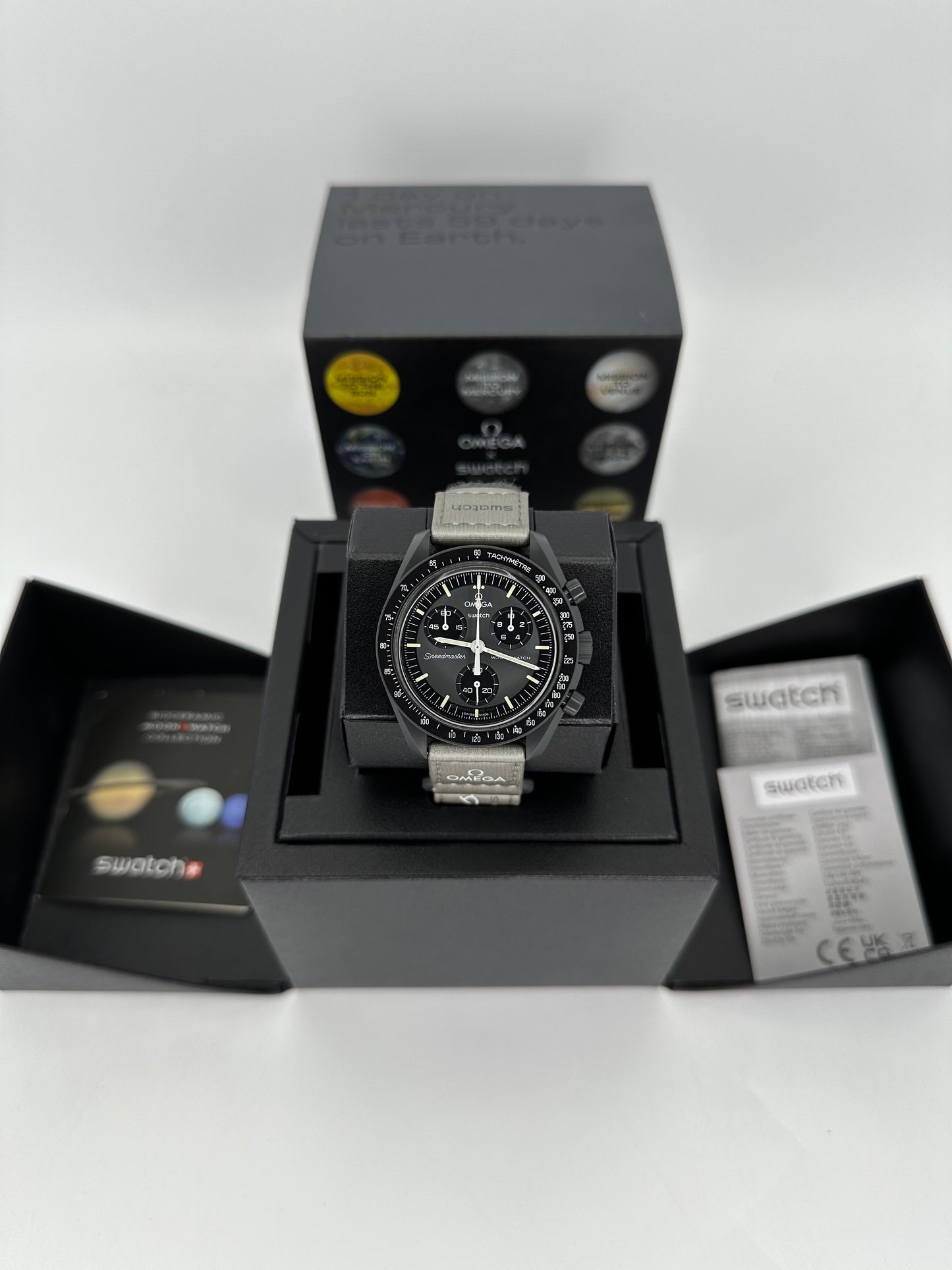 NEW Omega S033A100 Bioceramic Moon Swatch  - Mission to Mercury - MyWatchLLC