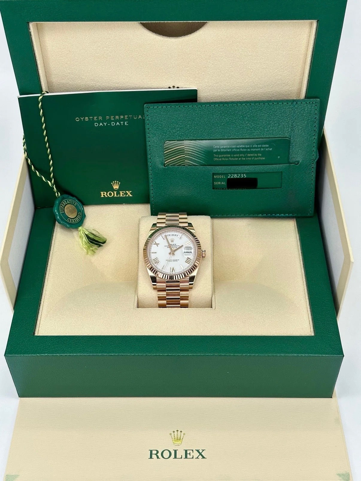 NEW 2025 Rolex Day-Date 228235 Presidential Rose Gold White Dial - MyWatchLLC