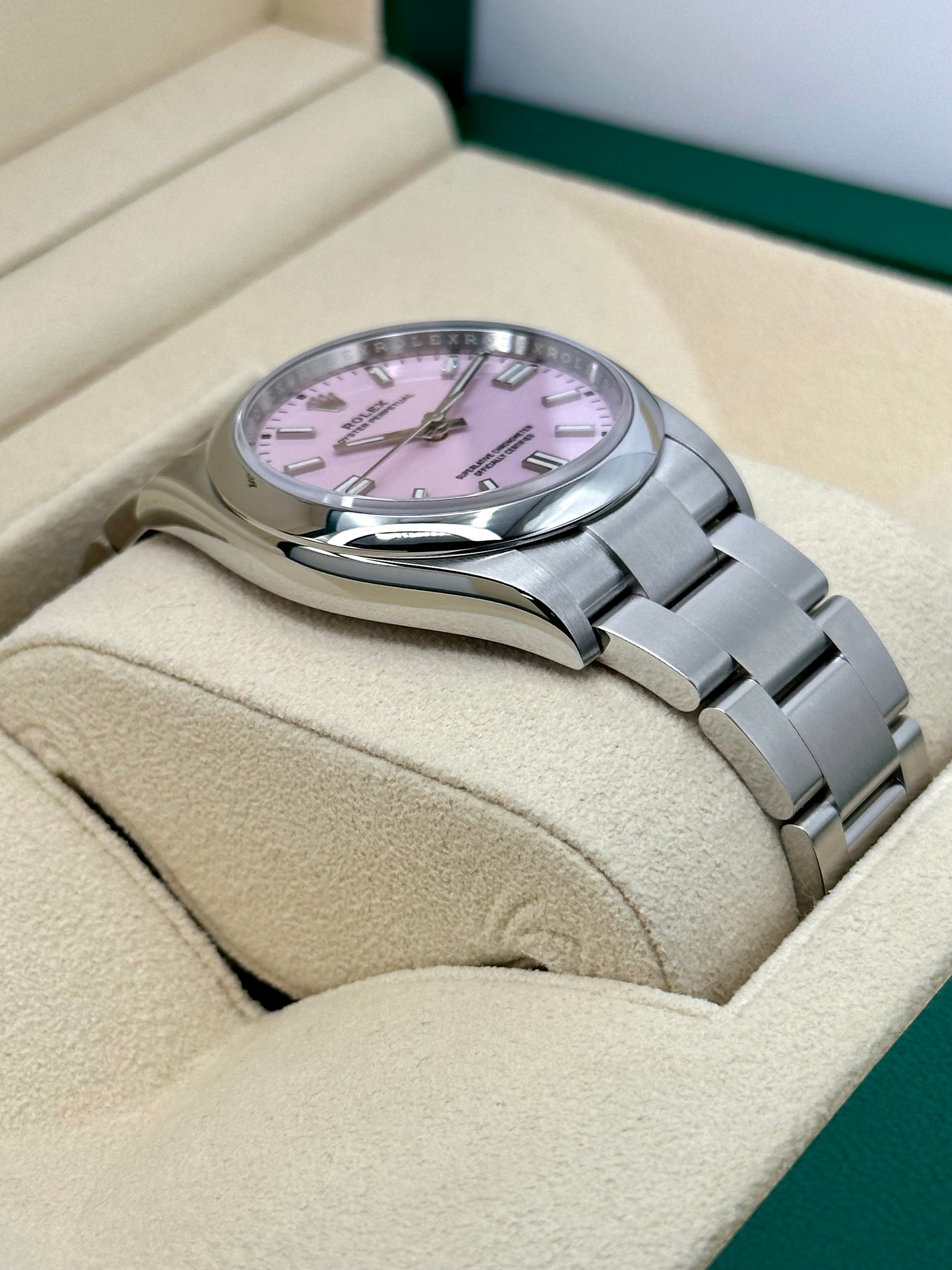 NEW 2023 Rolex Oyster Perpetual 36mm 126000 Candy Pink Stick Dial - MyWatchLLC