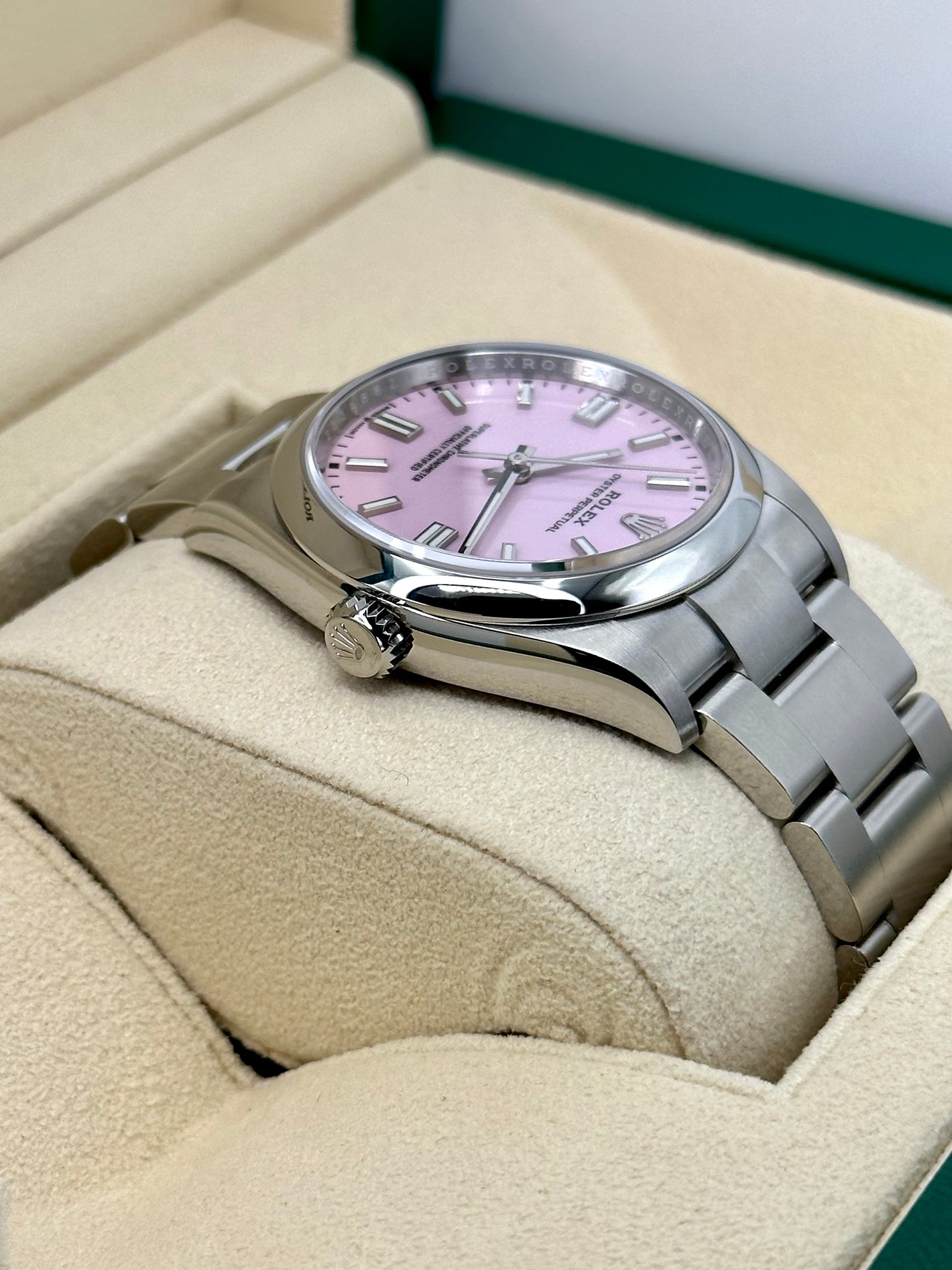 NEW 2023 Rolex Oyster Perpetual 36mm 126000 Candy Pink Stick Dial - MyWatchLLC