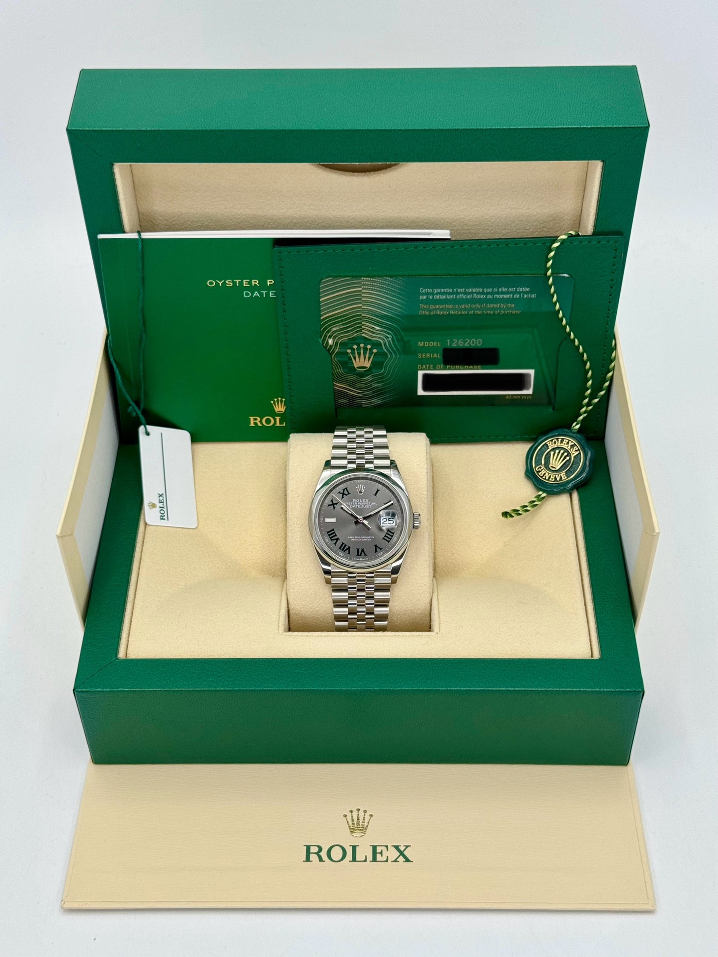 2023 Rolex Datejust 36mm 126200 Stainless Steel Jubilee Wimbeldon Dial - MyWatchLLC
