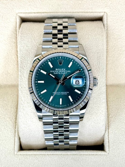 2024 Rolex Datejust 36mm 126234 Stainless Steel Jubilee Green Dial