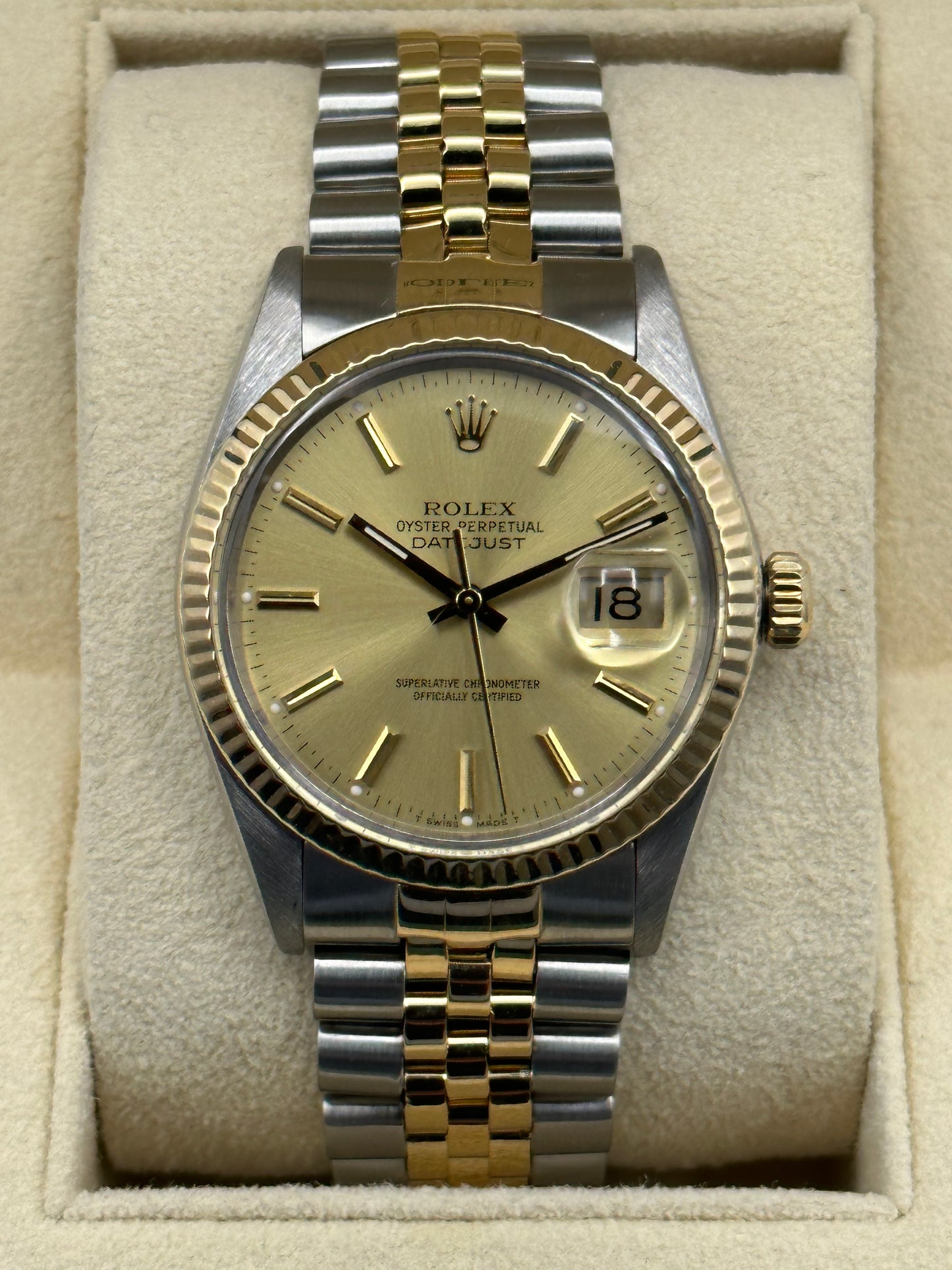 1987 Rolex Datejust 36mm 16013 Champagne Dial - MyWatchLLC