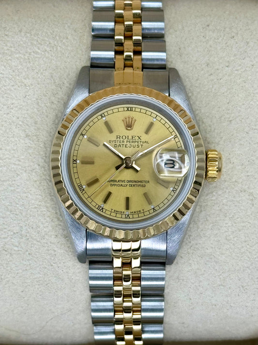 1990 Rolex Lady Datejust 26mm 69173 Two-Tone Jubilee Champagne Dial - MyWatchLLC