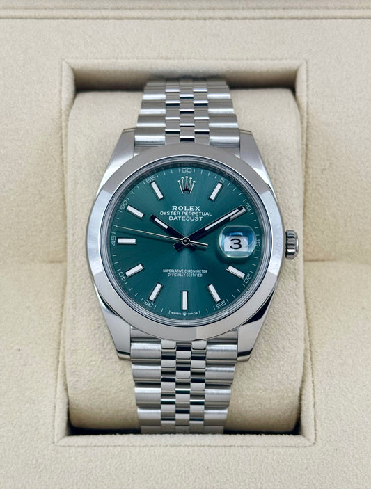 2024 Rolex Datejust 41mm 126300 Stainless Steel Jubilee Green Dial - MyWatchLLC