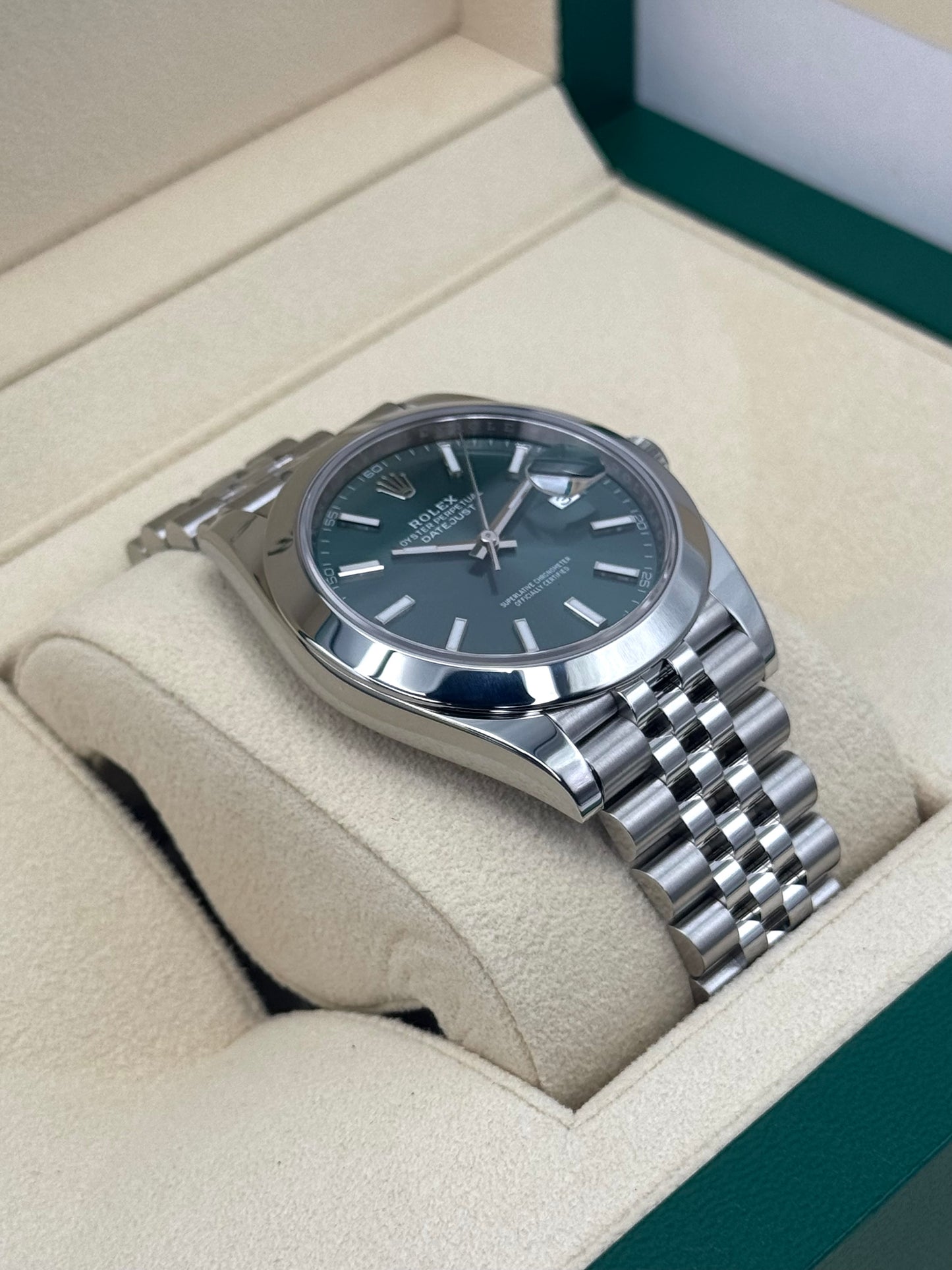 2024 Rolex Datejust 41mm 126300 Stainless Steel Jubilee Green Dial - MyWatchLLC